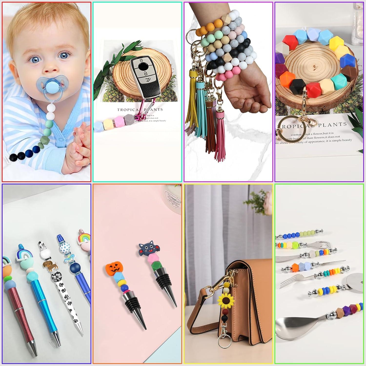 90 Perlas de Silicona Hexagonales Aoughthee 14mm Verde Manzana