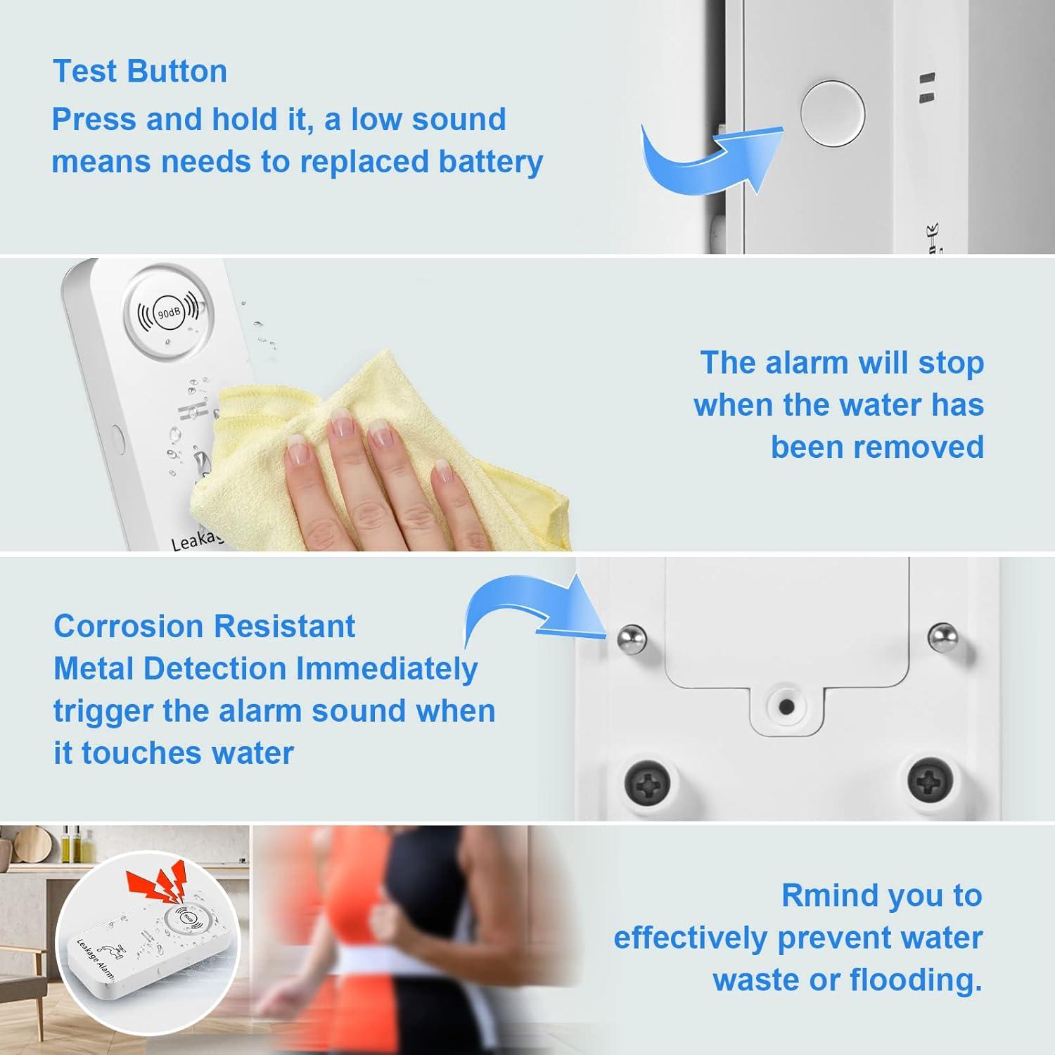 Detector de Agua TOWODE con Alarma 90dB y Sensores Duales