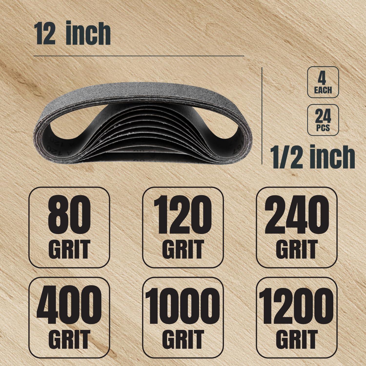 Cintas de Lijado POWERTEC 46002 1/2" x 30.48 cm 24PK