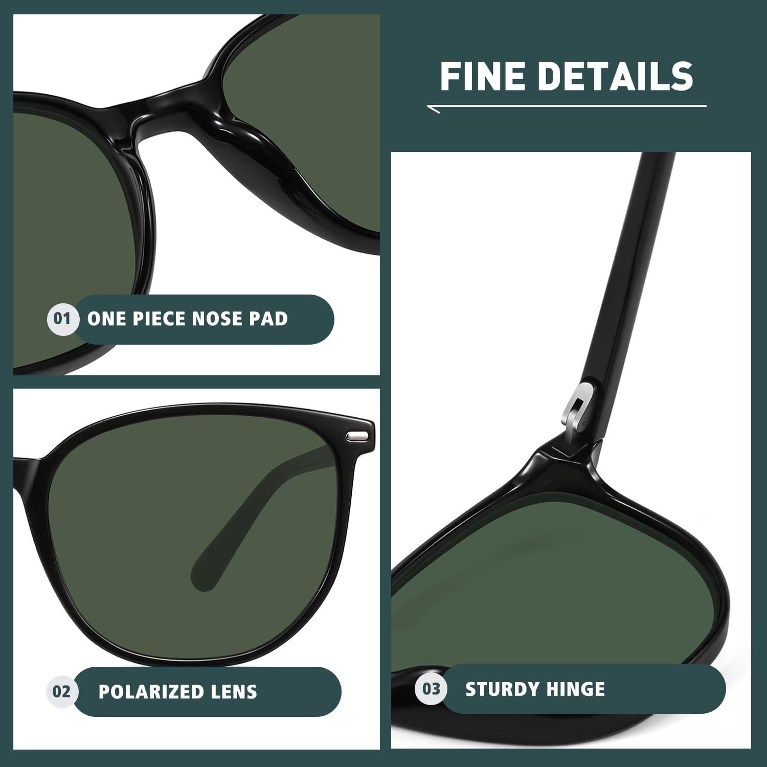 Gafas de sol polarizadas WOWSUN unisex retro 53mm lentes UV400