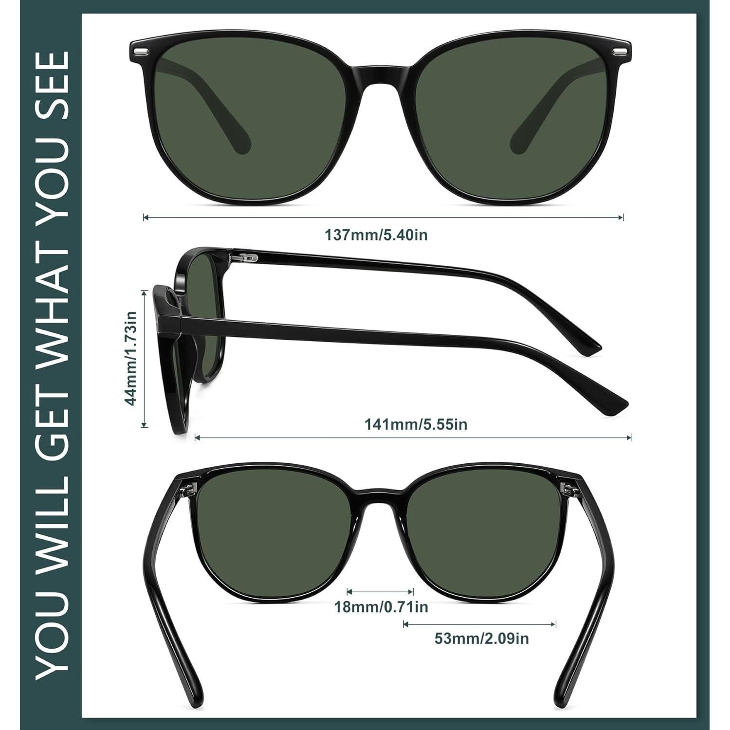 Gafas de sol polarizadas WOWSUN unisex retro 53mm lentes UV400