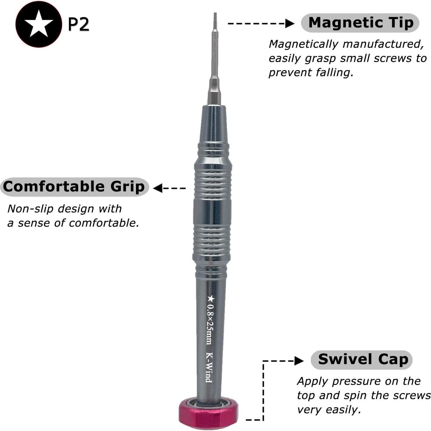 Destornillador Pentalobe P2 Kannony Wind 0.8mm Magnético