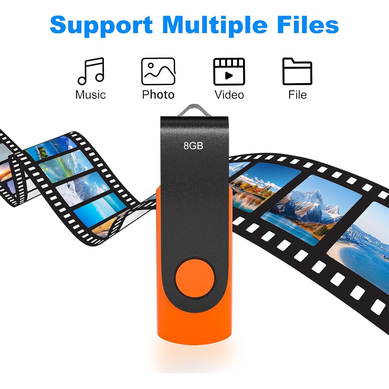 Paquete de 5 Unidades Flash USB 2.0 8GB Xinway Tech Colores