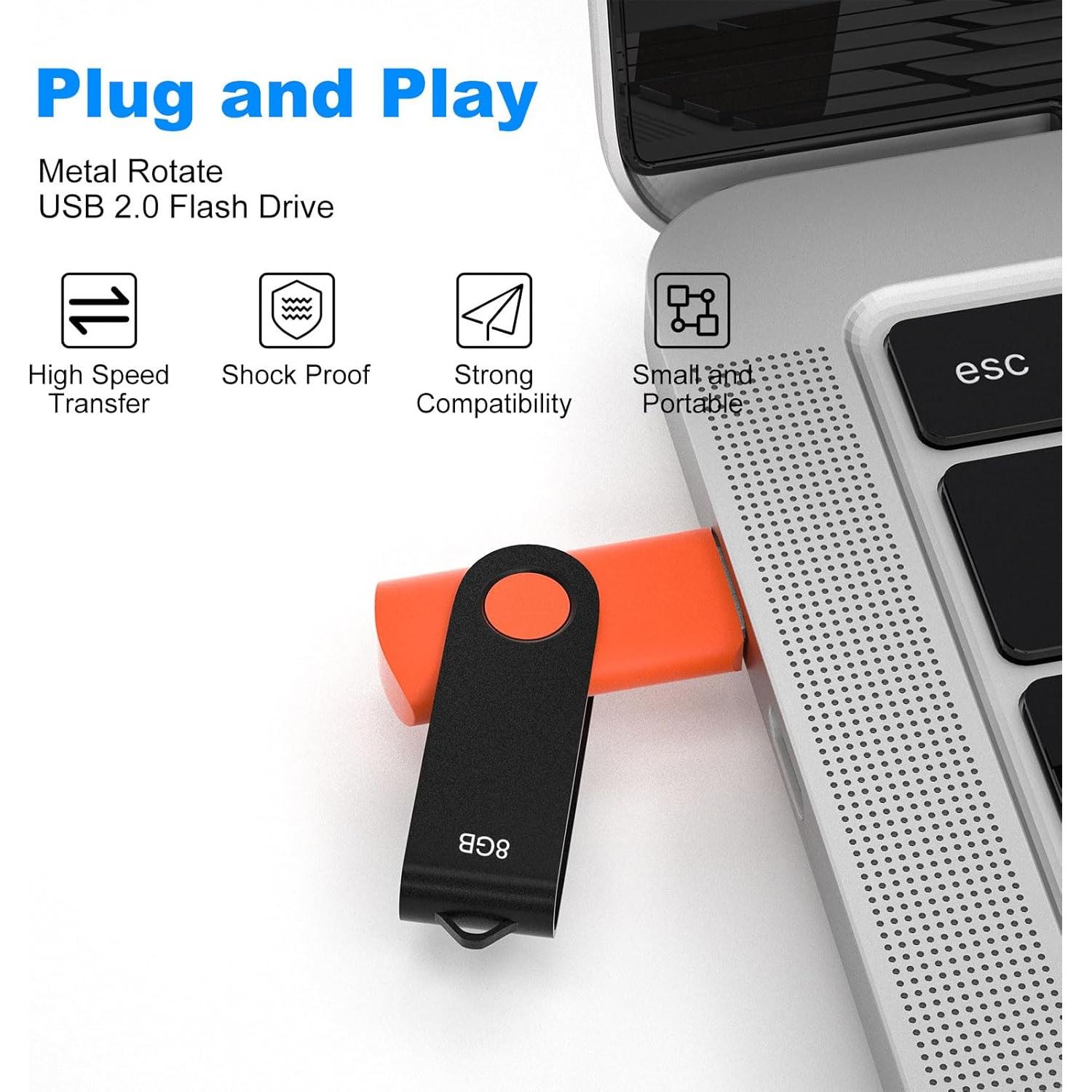 Paquete de 5 Unidades Flash USB 2.0 8GB Xinway Tech Colores