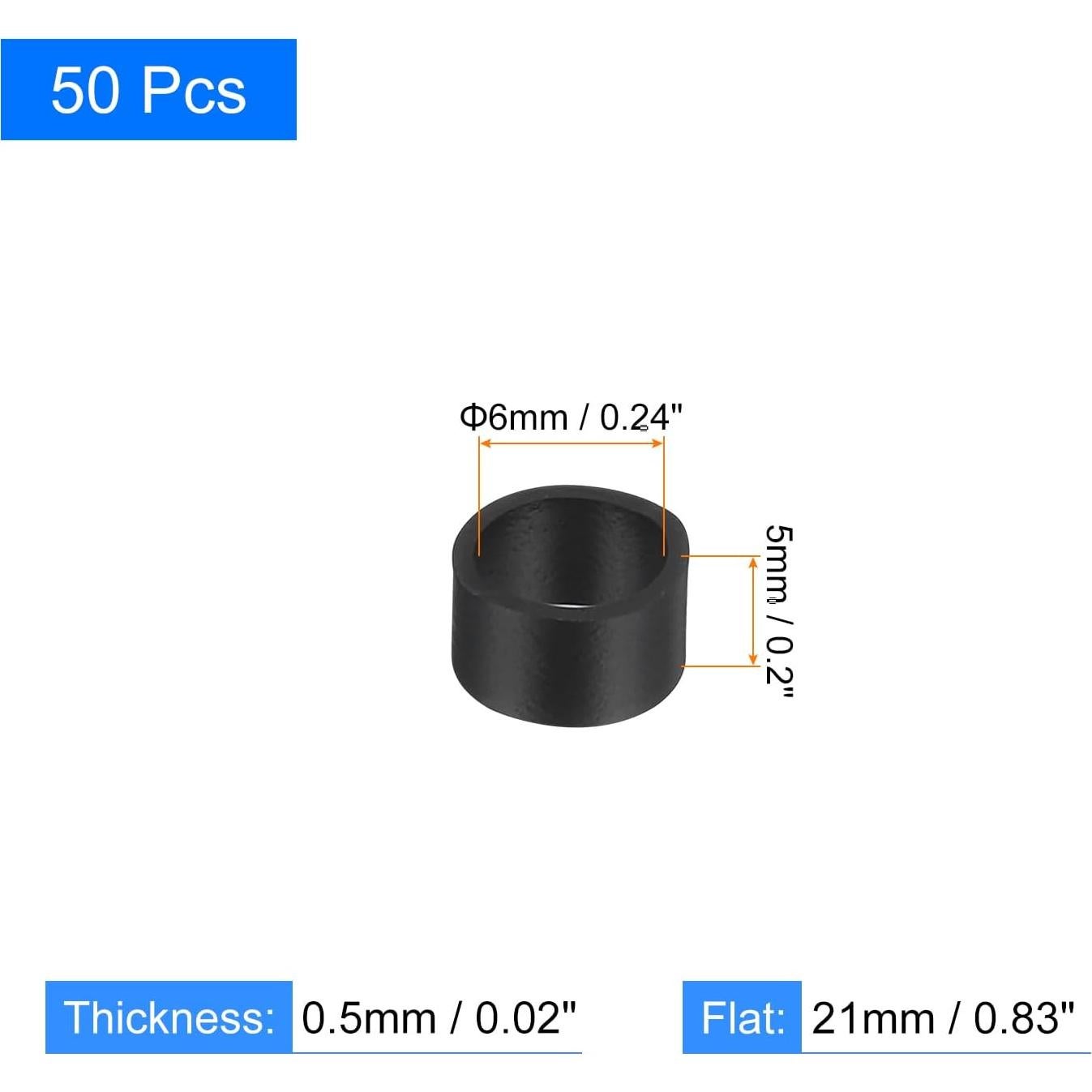 50 Piezas Bandas de Goma de Silicona uxcell 6x5mm Negras