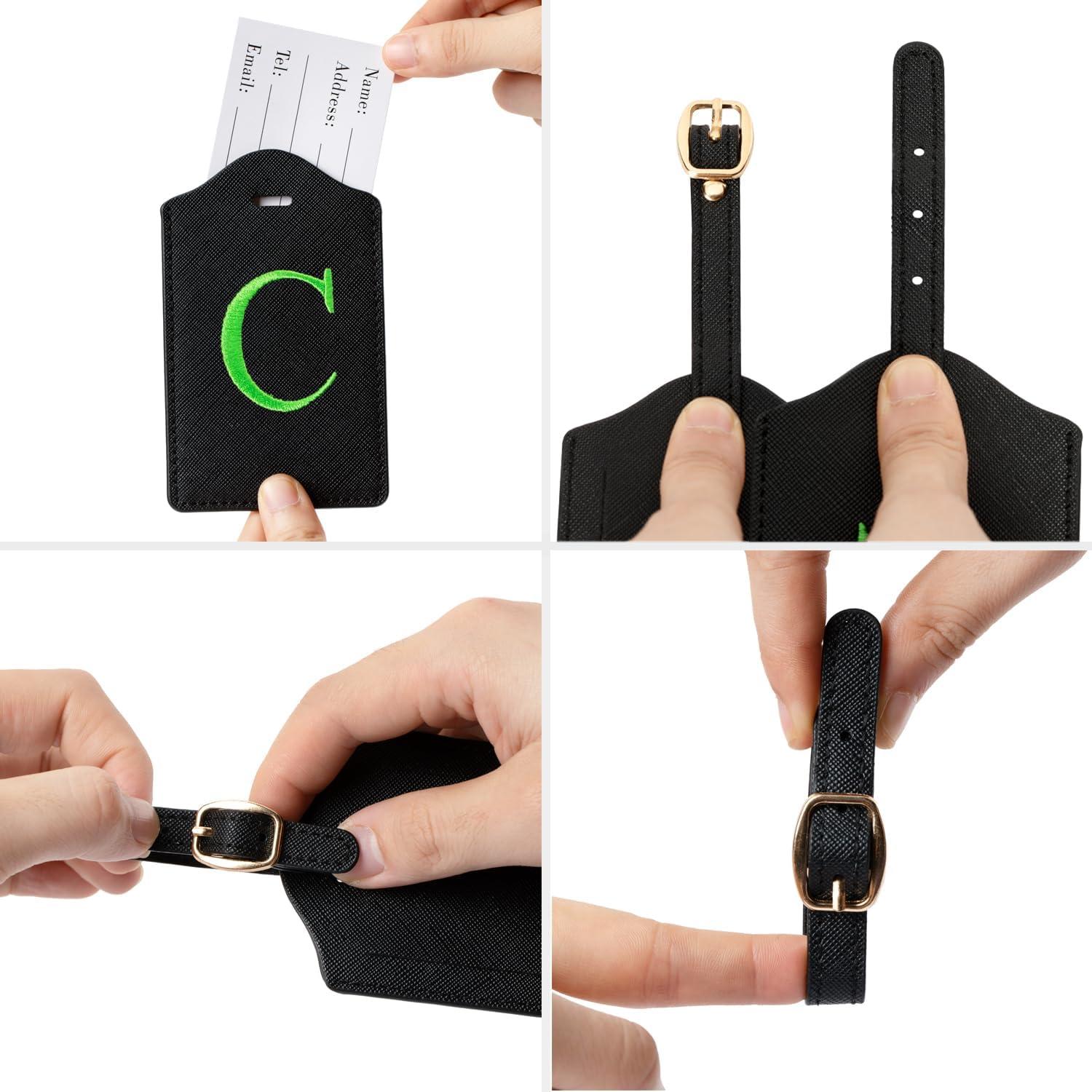 Etiqueta de Equipaje de Cuero PU CHOIEO con Inicial Bordada C