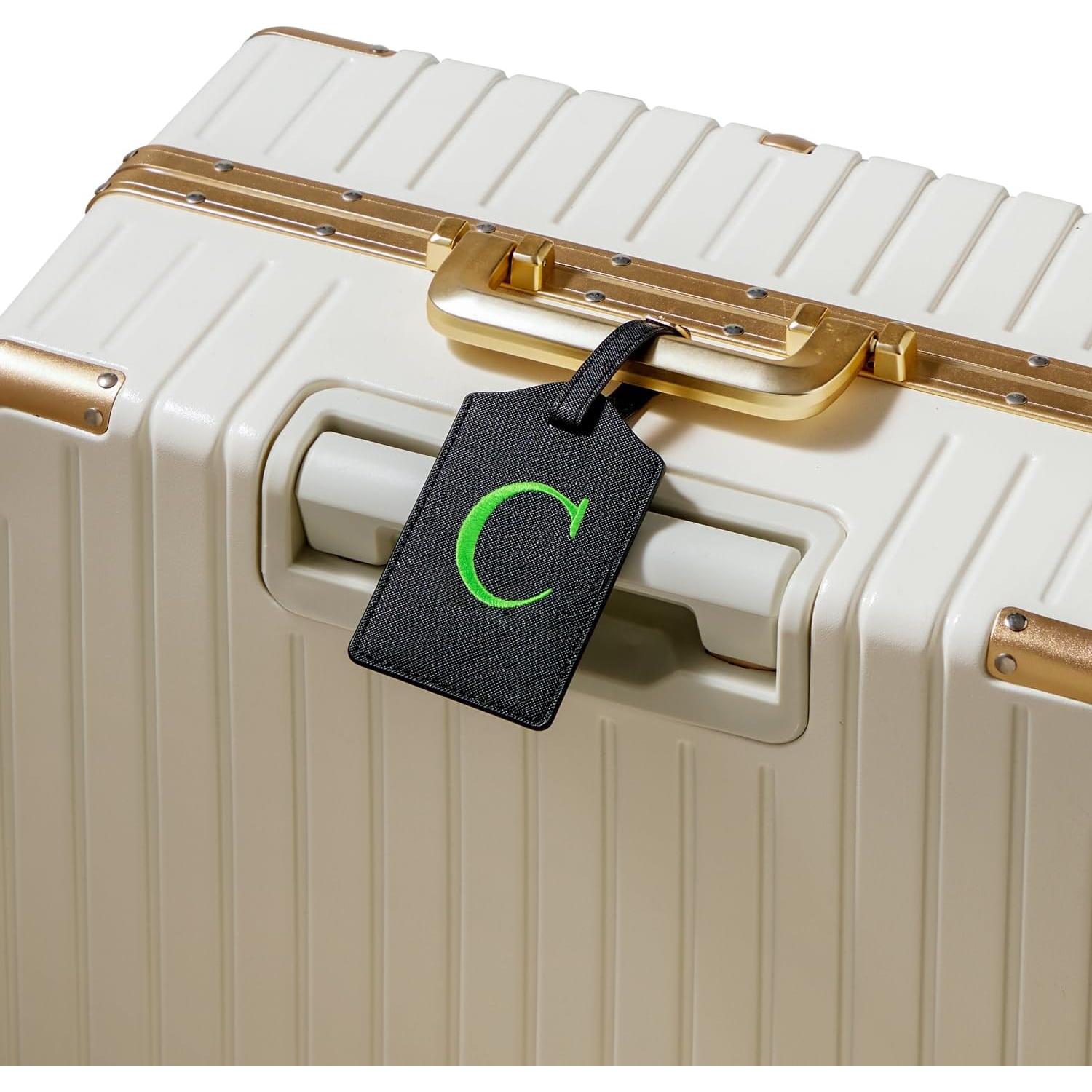 Etiqueta de Equipaje de Cuero PU CHOIEO con Inicial Bordada C