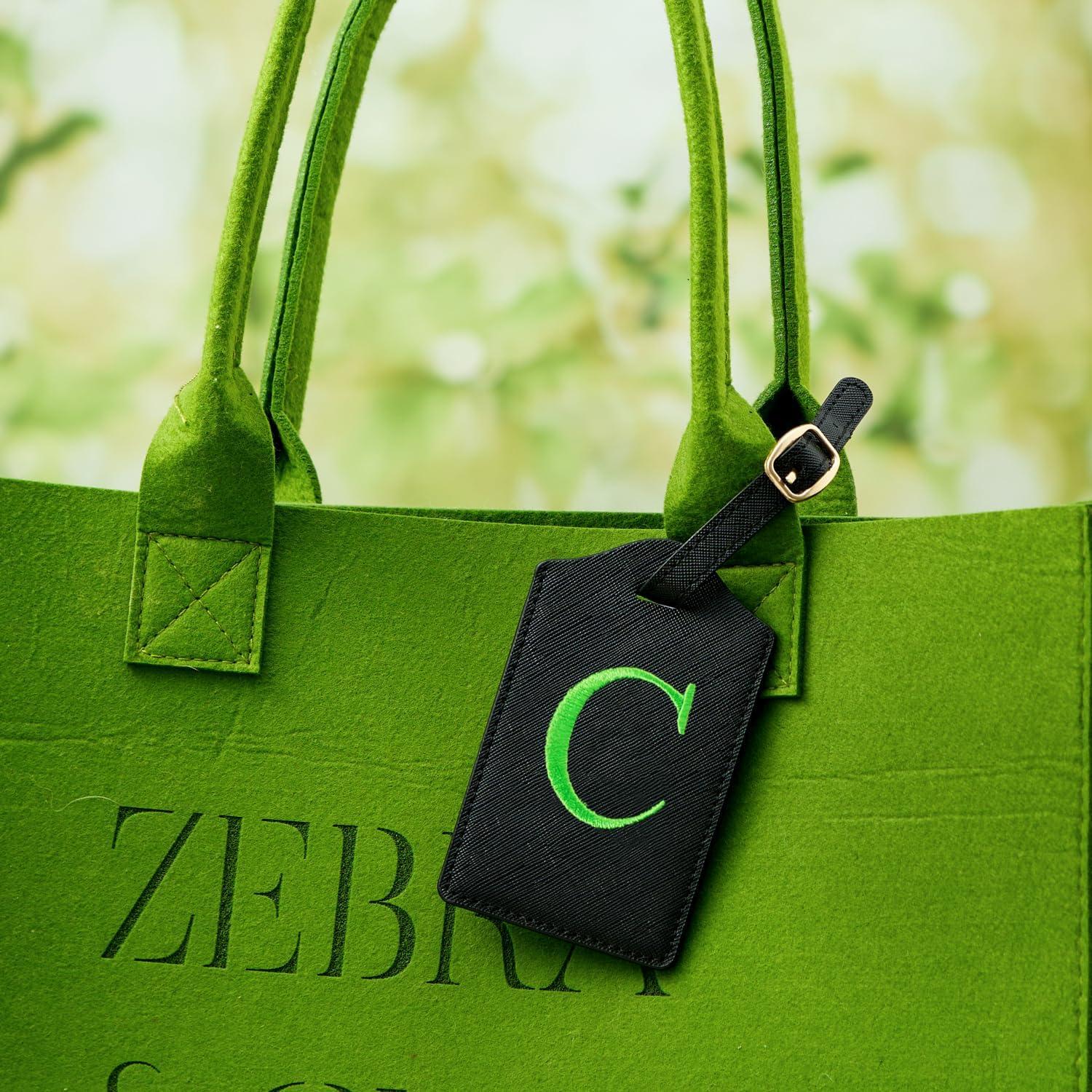 Etiqueta de Equipaje de Cuero PU CHOIEO con Inicial Bordada C