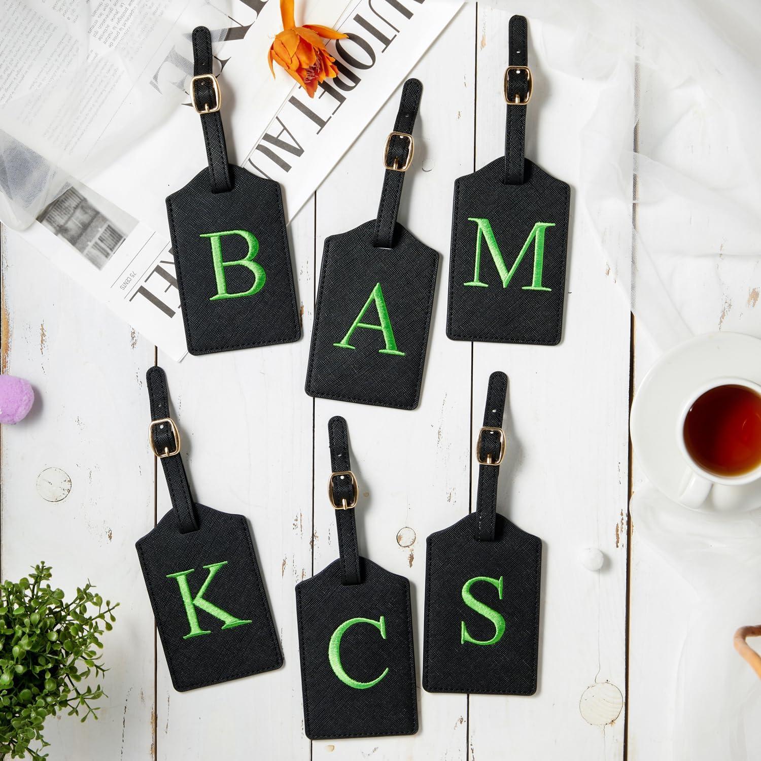 Etiqueta de Equipaje de Cuero PU CHOIEO con Inicial Bordada C