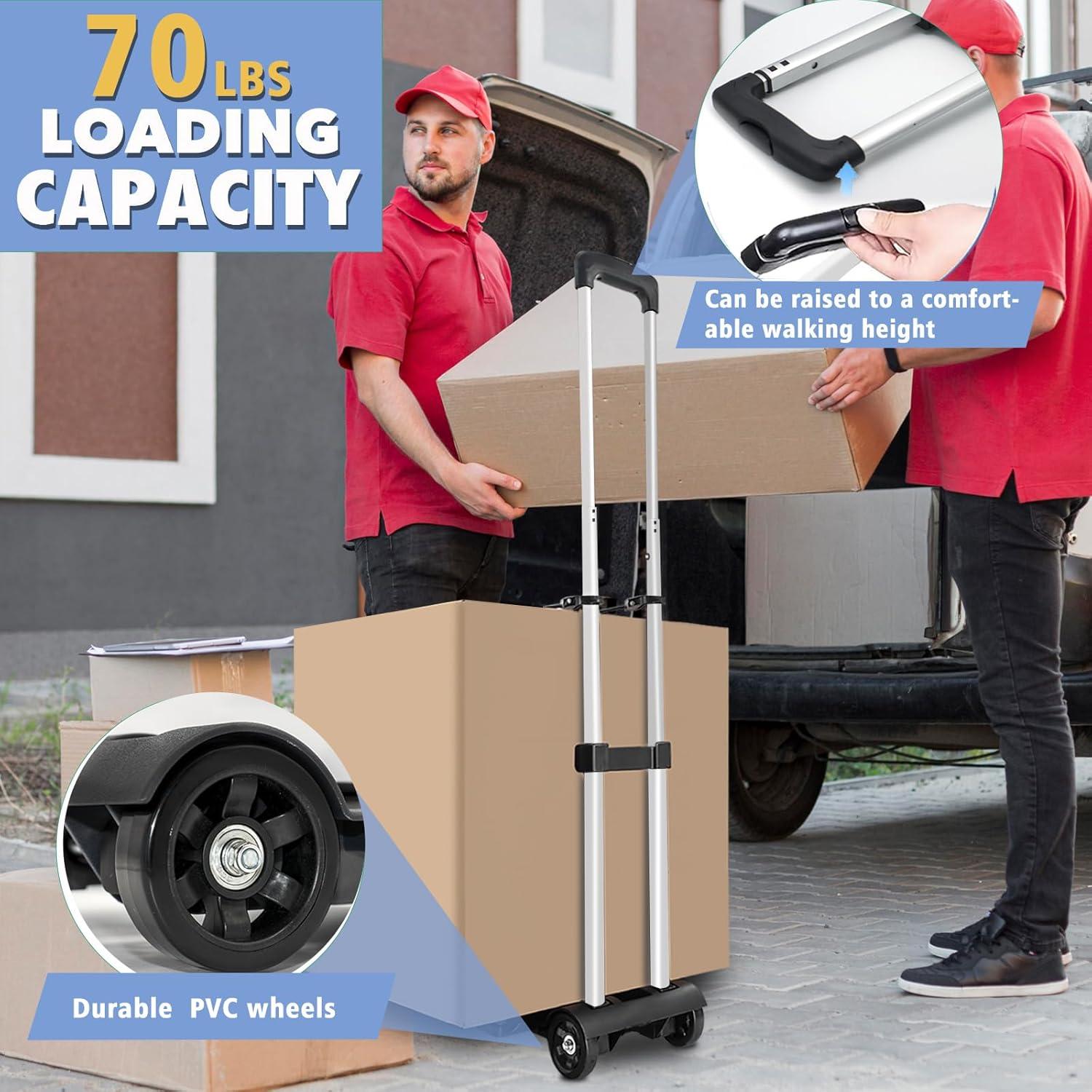 Carro de Mano Plegable ZHJINGYU 2 Ruedas 31.75 kg Aluminio