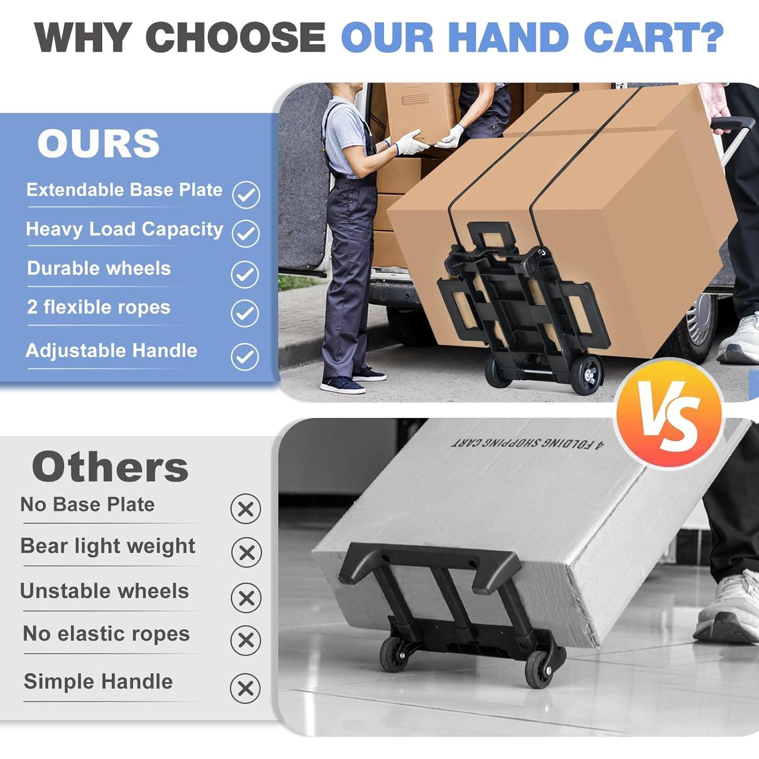 Carro de Mano Plegable ZHJINGYU 2 Ruedas 31.75 kg Aluminio