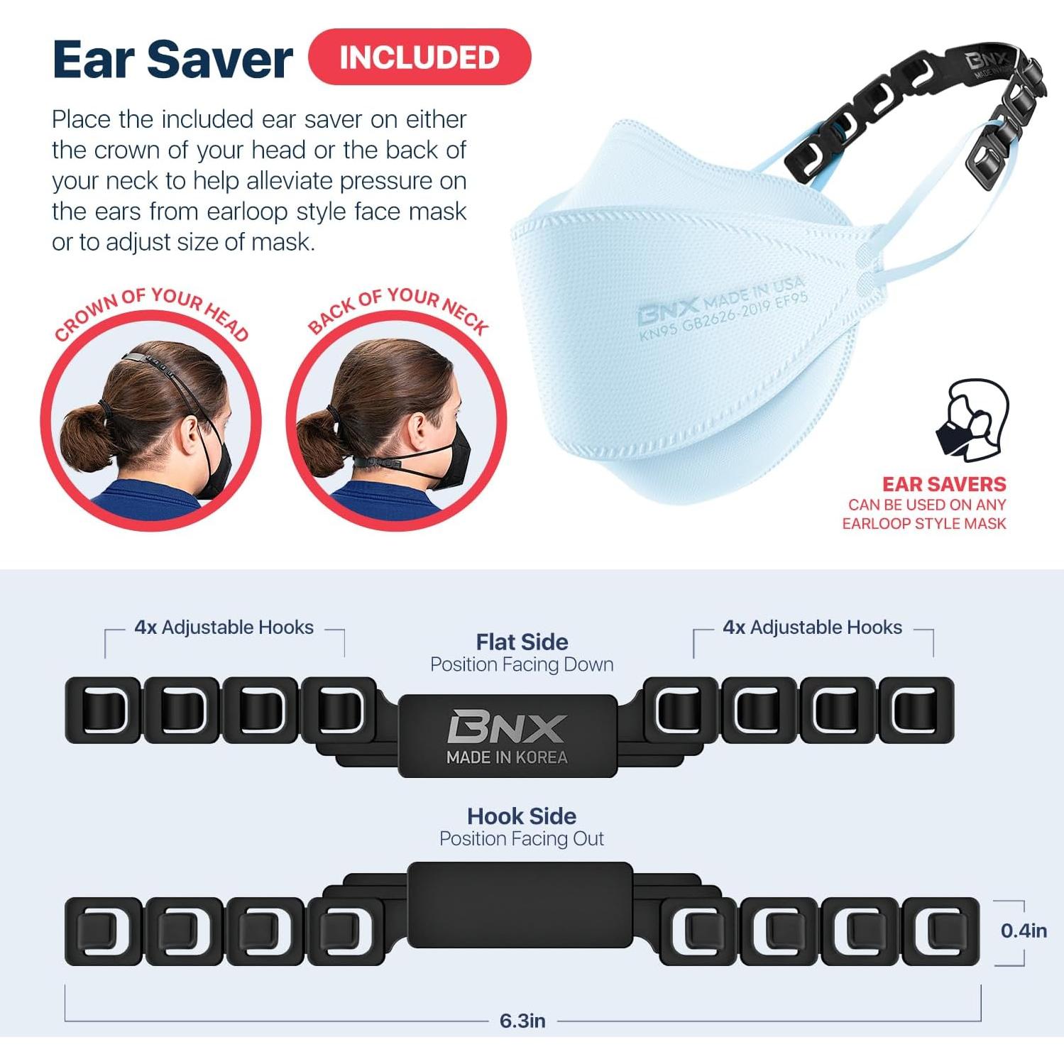 Paquete de 20 Mascarillas KN95 BNX Plegables Hechas en EE. UU.