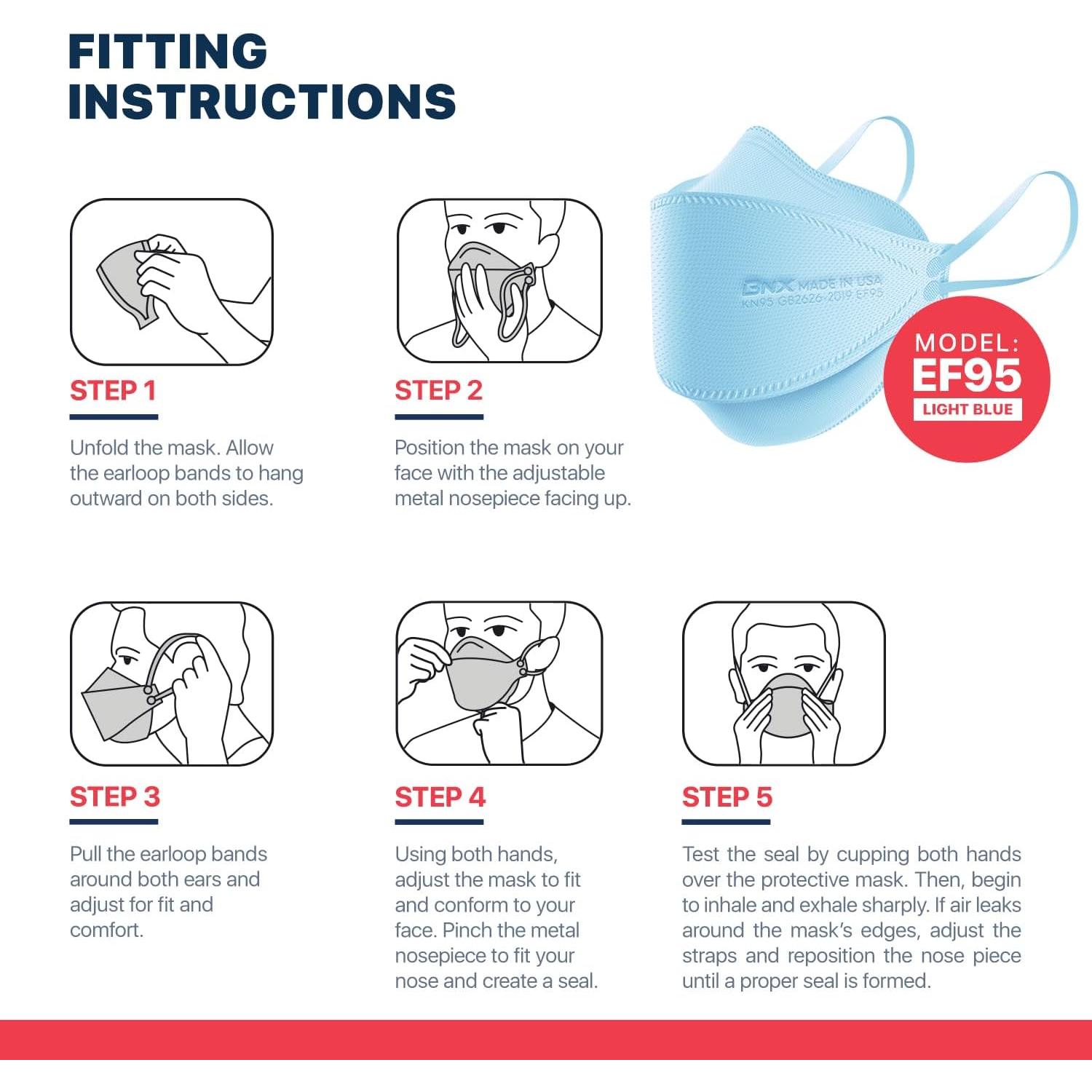 Paquete de 20 Mascarillas KN95 BNX Plegables Hechas en EE. UU.