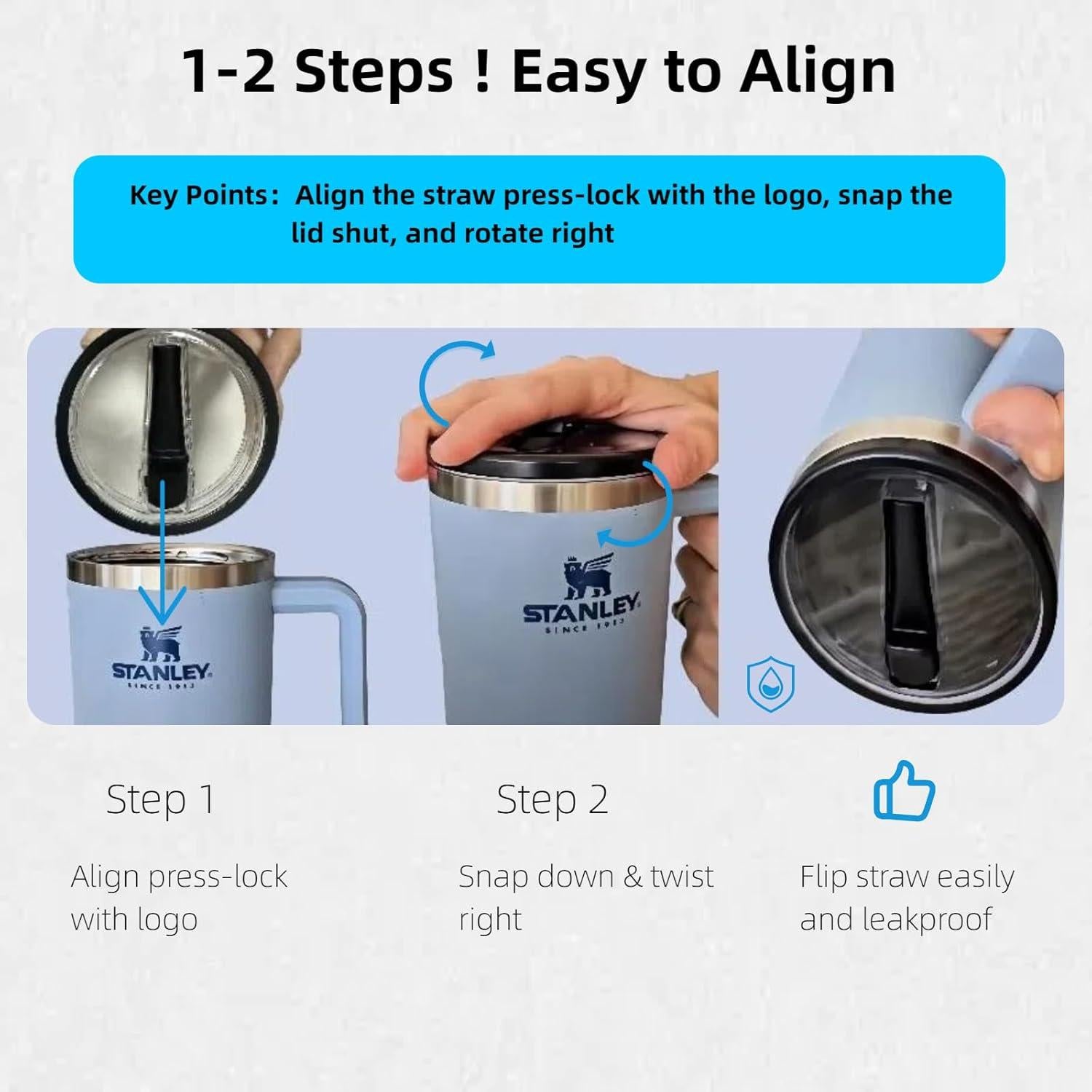 Tapa a Prueba de Fugas KPWIN para Vaso Stanley 40 oz Beige