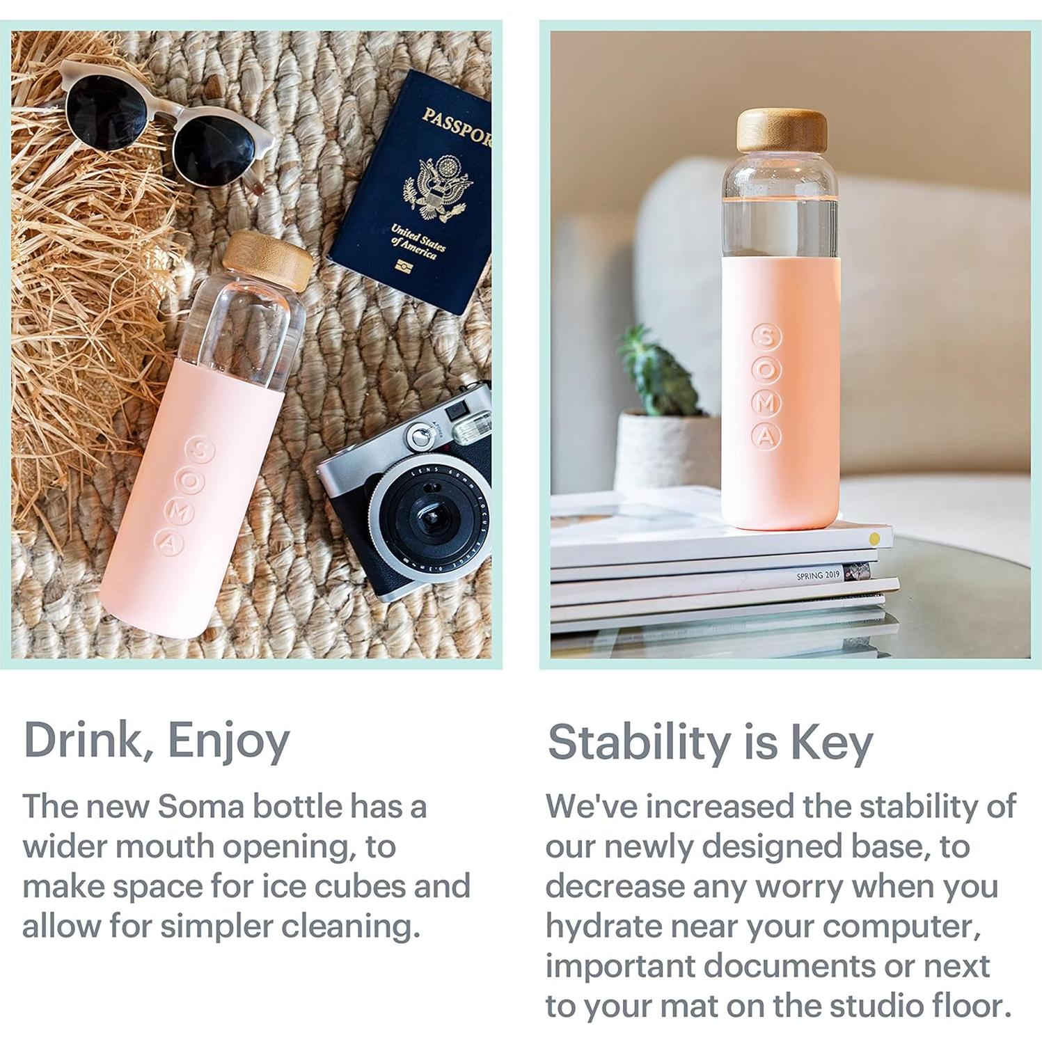 Botella de Agua de Vidrio Soma 500 ml con Funda Silicona Rubor