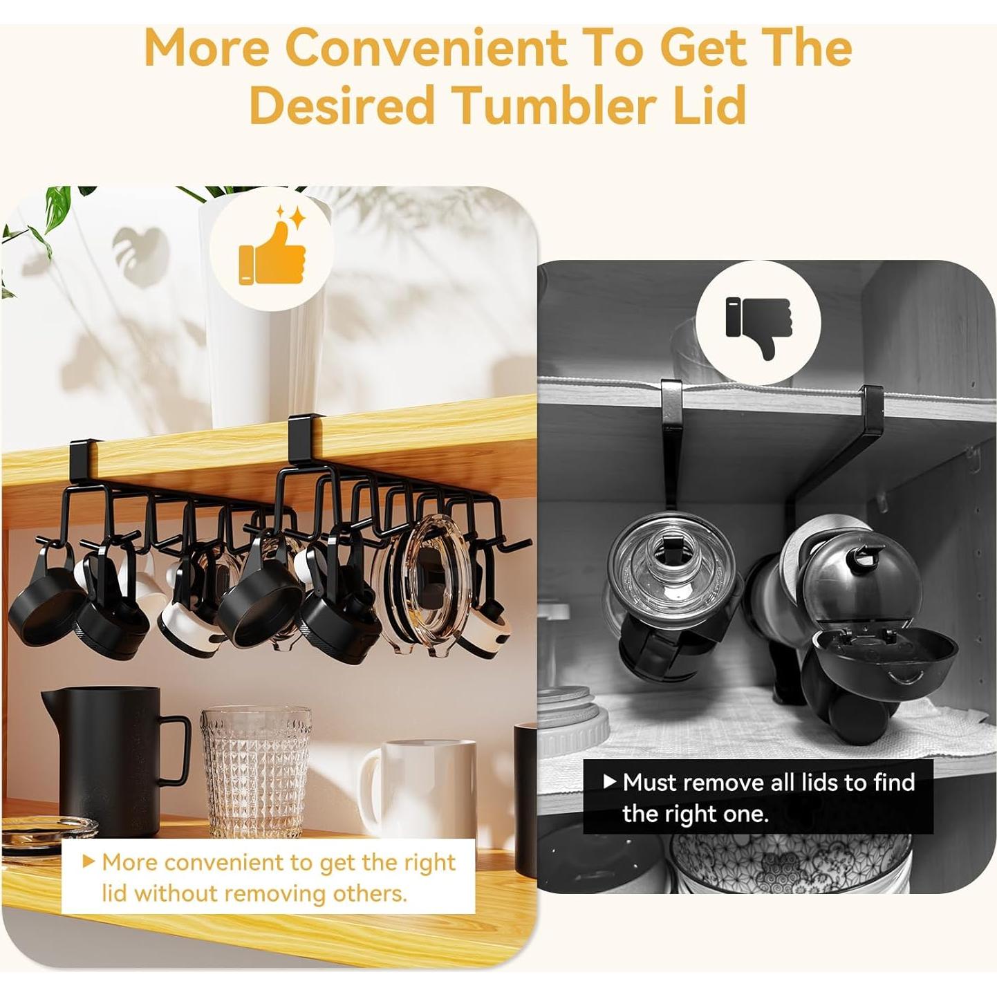 Organizador de Tapas de Vaso UINOFLE Negro Montaje Bajo Gabinete