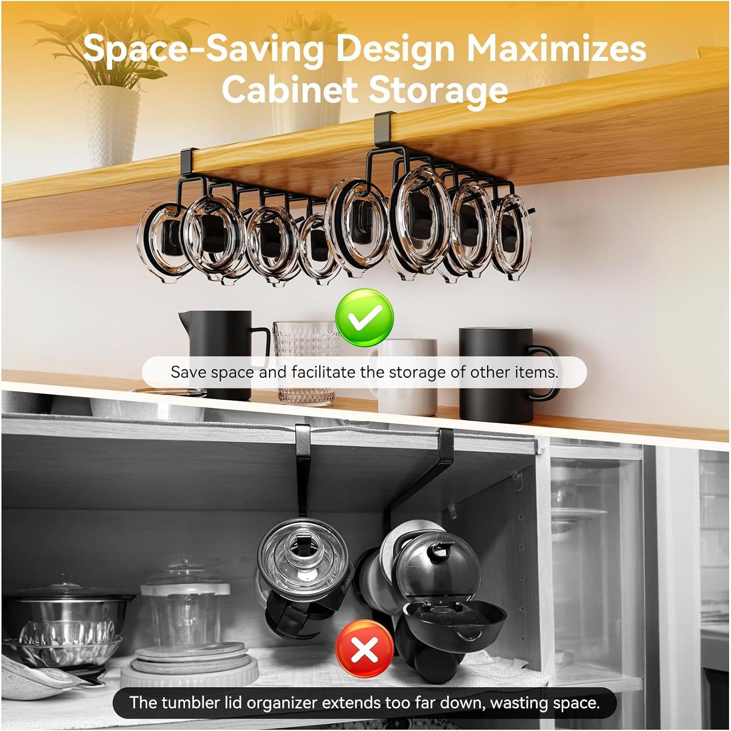 Organizador de Tapas de Vaso UINOFLE Negro Montaje Bajo Gabinete