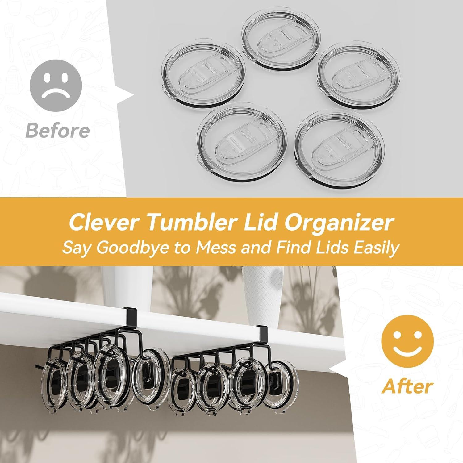 Organizador de Tapas de Vaso UINOFLE Negro Montaje Bajo Gabinete