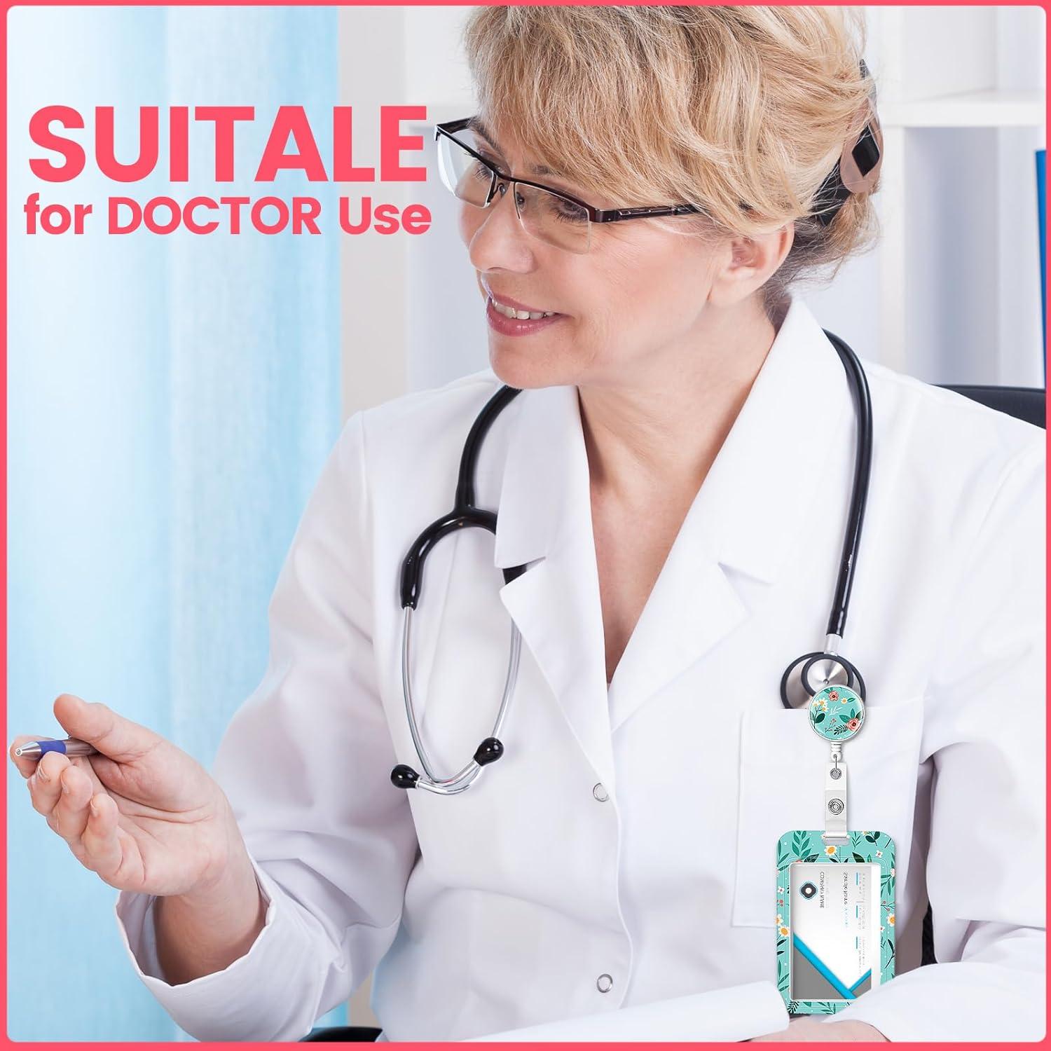 Set de 10 Portatarjetas Retráctiles Geyoga con Clip Floral