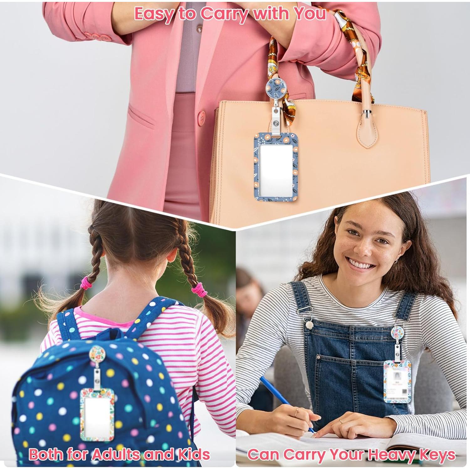 Set de 10 Portatarjetas Retráctiles Geyoga con Clip Floral