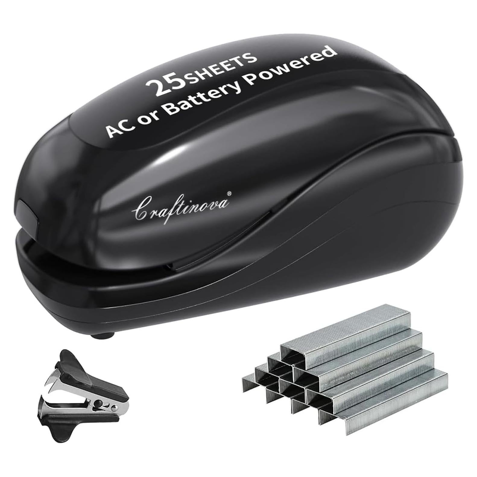 Grapadora Eléctrica Craftinova Negra 25 Hojas 2000 Grapas