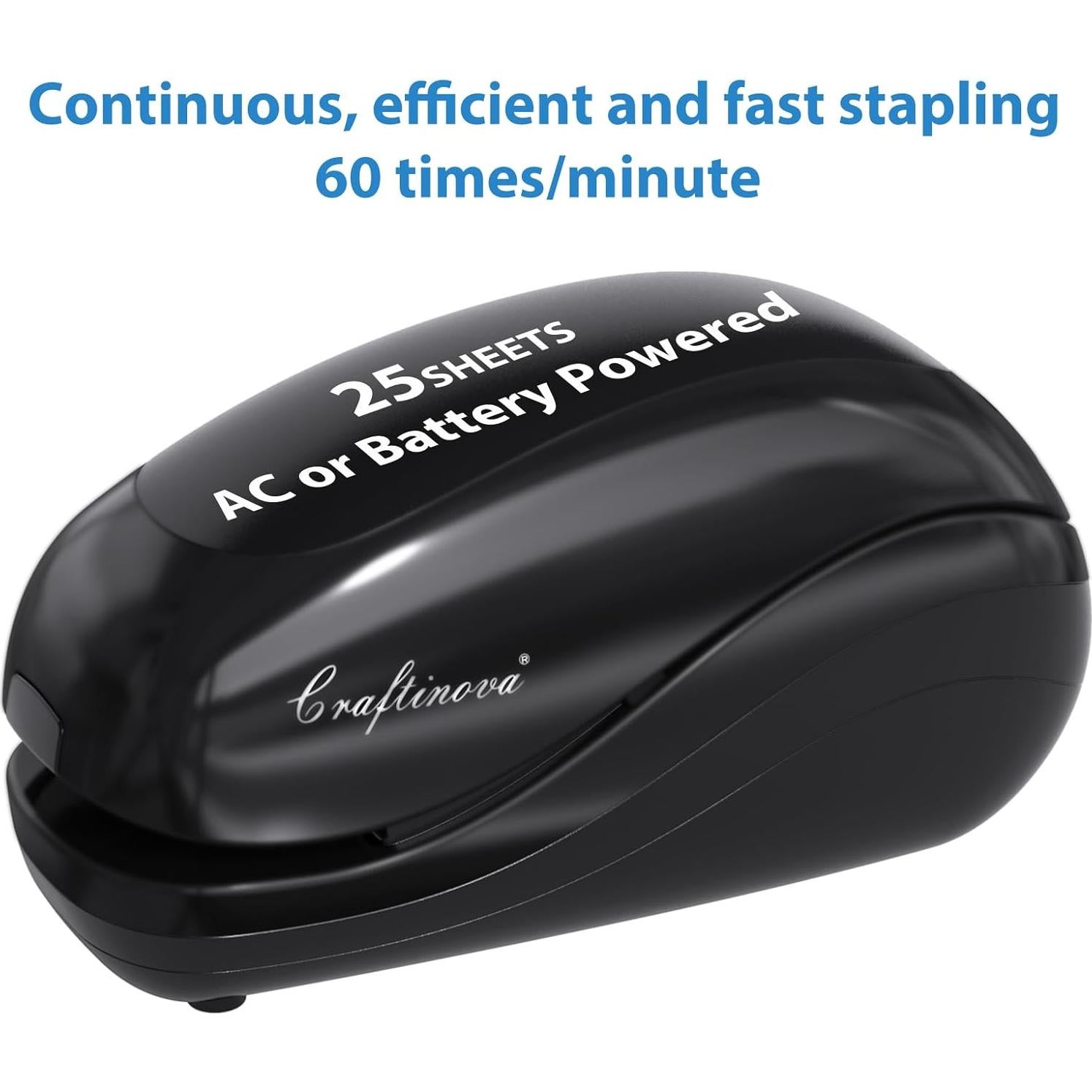 Grapadora Eléctrica Craftinova Negra 25 Hojas 2000 Grapas