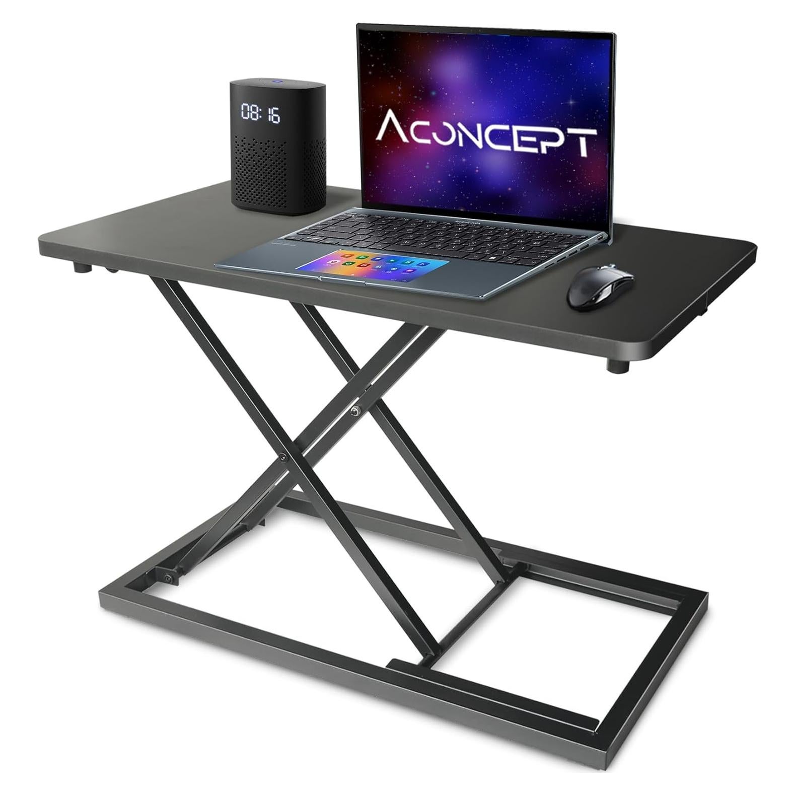 Elevador de Escritorio Aconcept Manual 61x36 cm Negro Ajustable