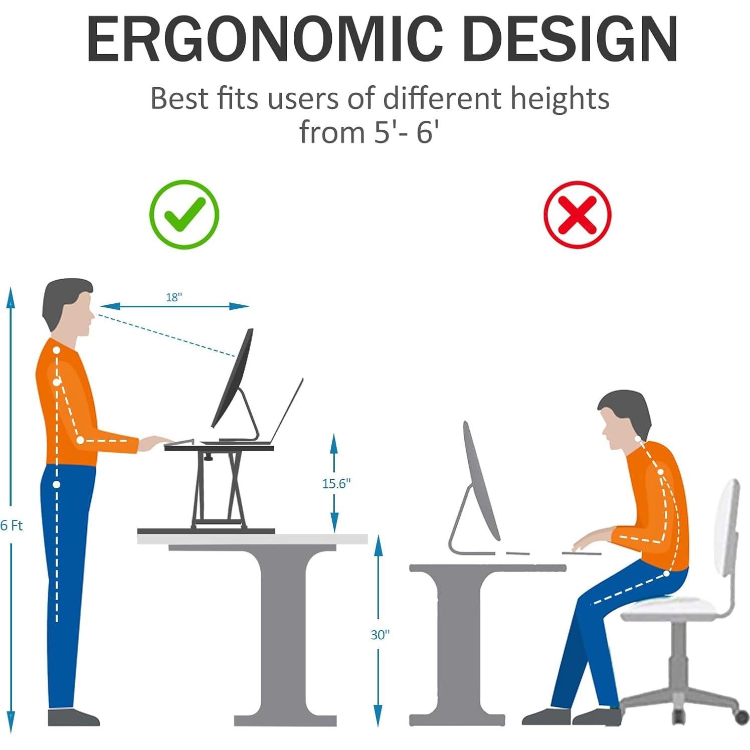 Elevador de Escritorio Aconcept Manual 61x36 cm Negro Ajustable