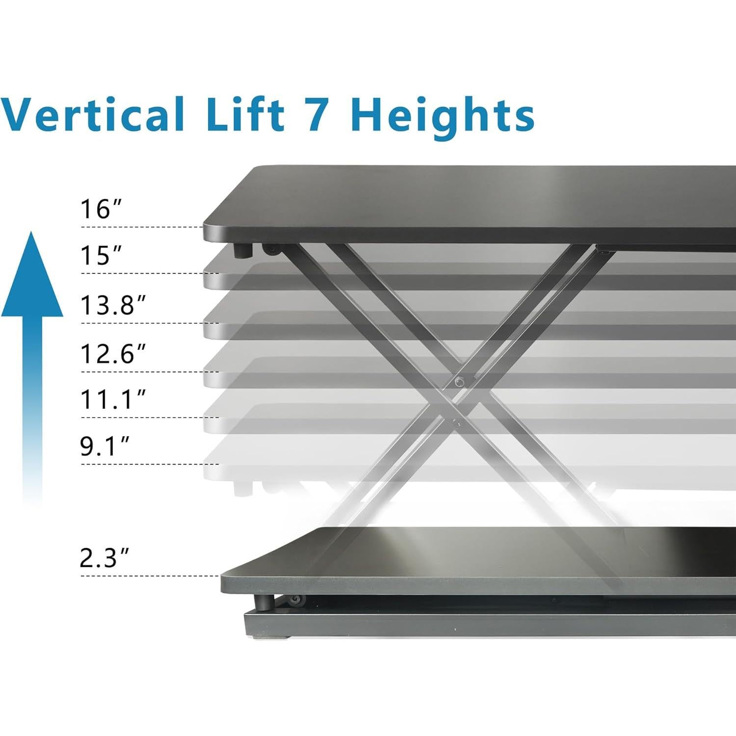 Elevador de Escritorio Aconcept Manual 61x36 cm Negro Ajustable