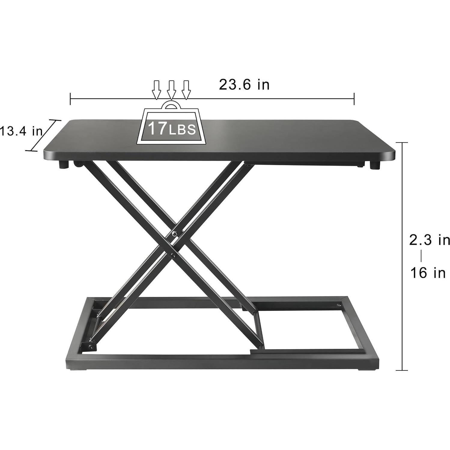 Elevador de Escritorio Aconcept Manual 61x36 cm Negro Ajustable