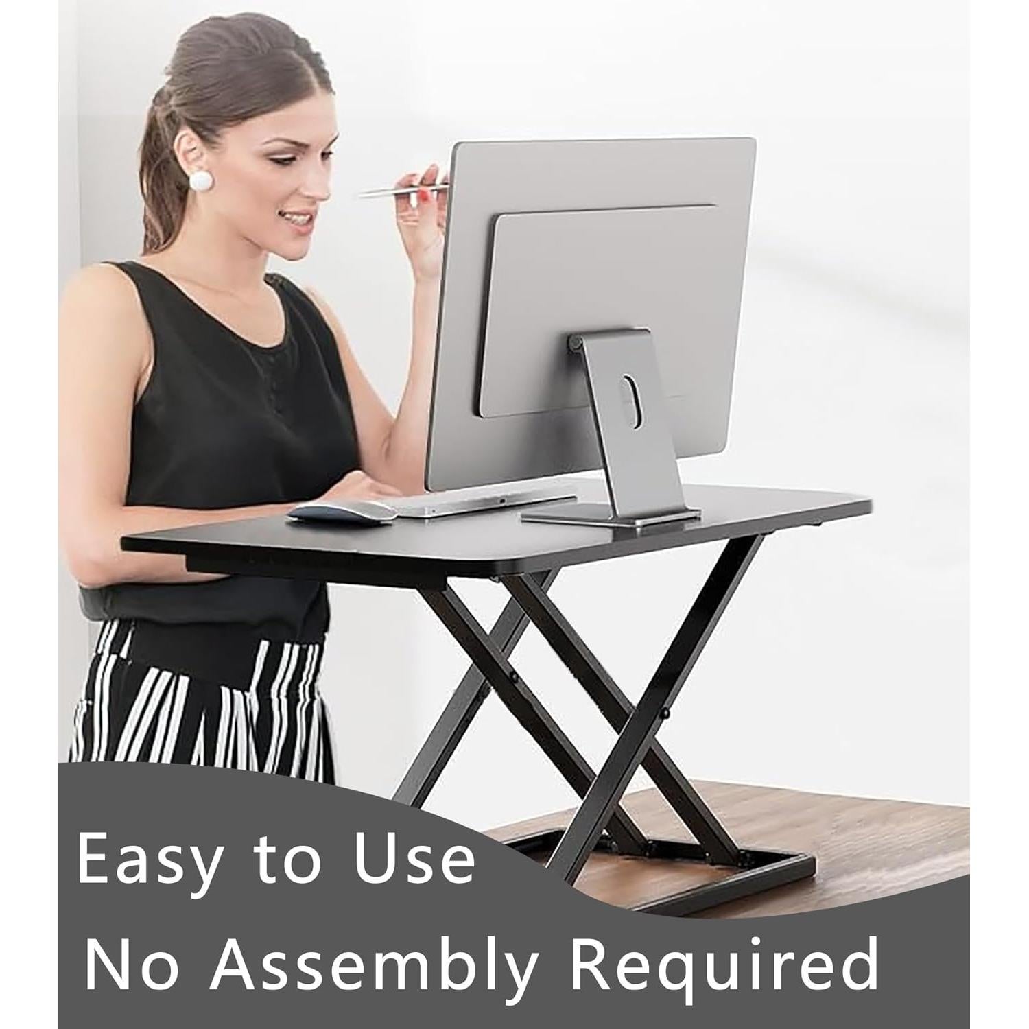 Elevador de Escritorio Aconcept Manual 61x36 cm Negro Ajustable