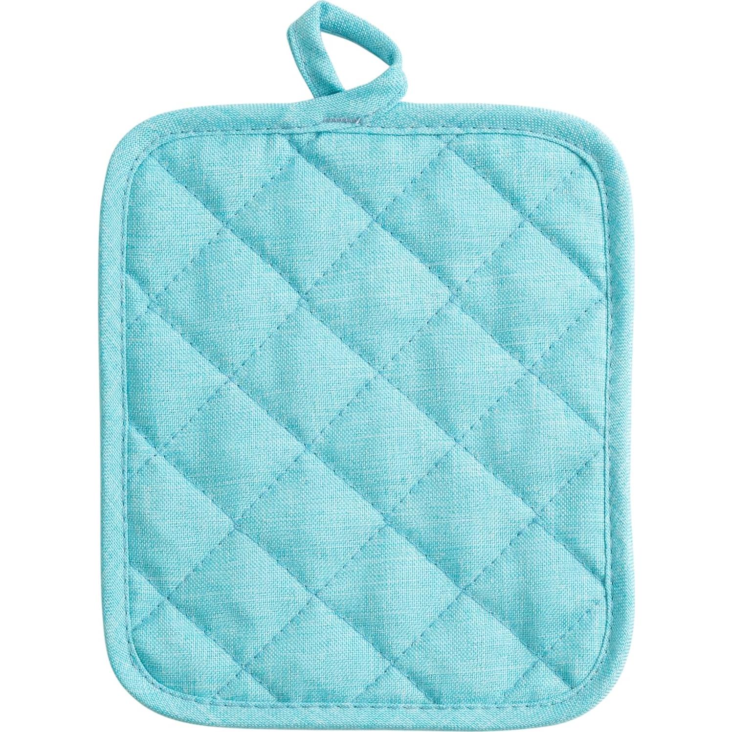 Agarradores de Cocina American Linen Aqua 4 Piezas Resistentes al Calor