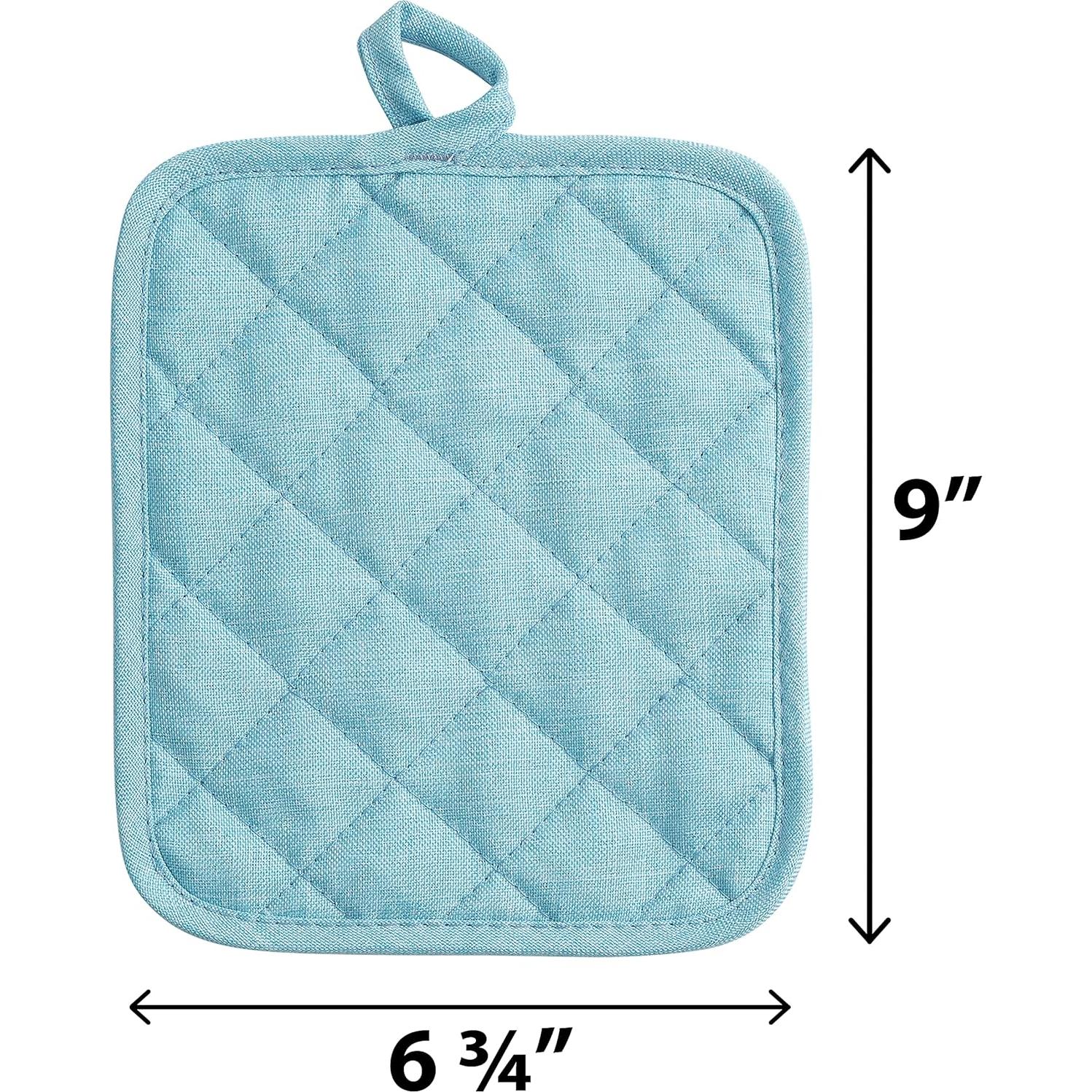 Agarradores de Cocina American Linen Aqua 4 Piezas Resistentes al Calor