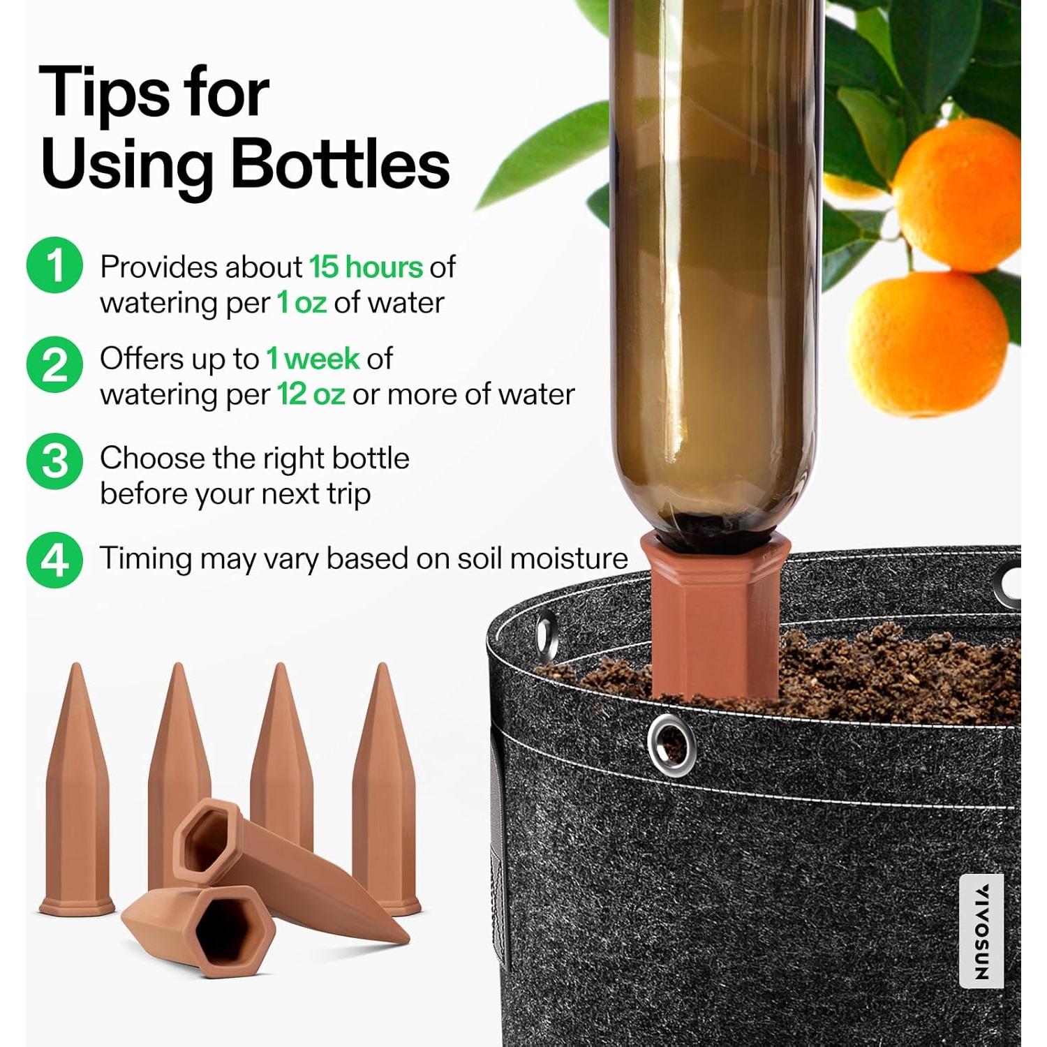 Picos de Autorriego VIVOSUN - 6 Estacas de Terracota 17.5 cm