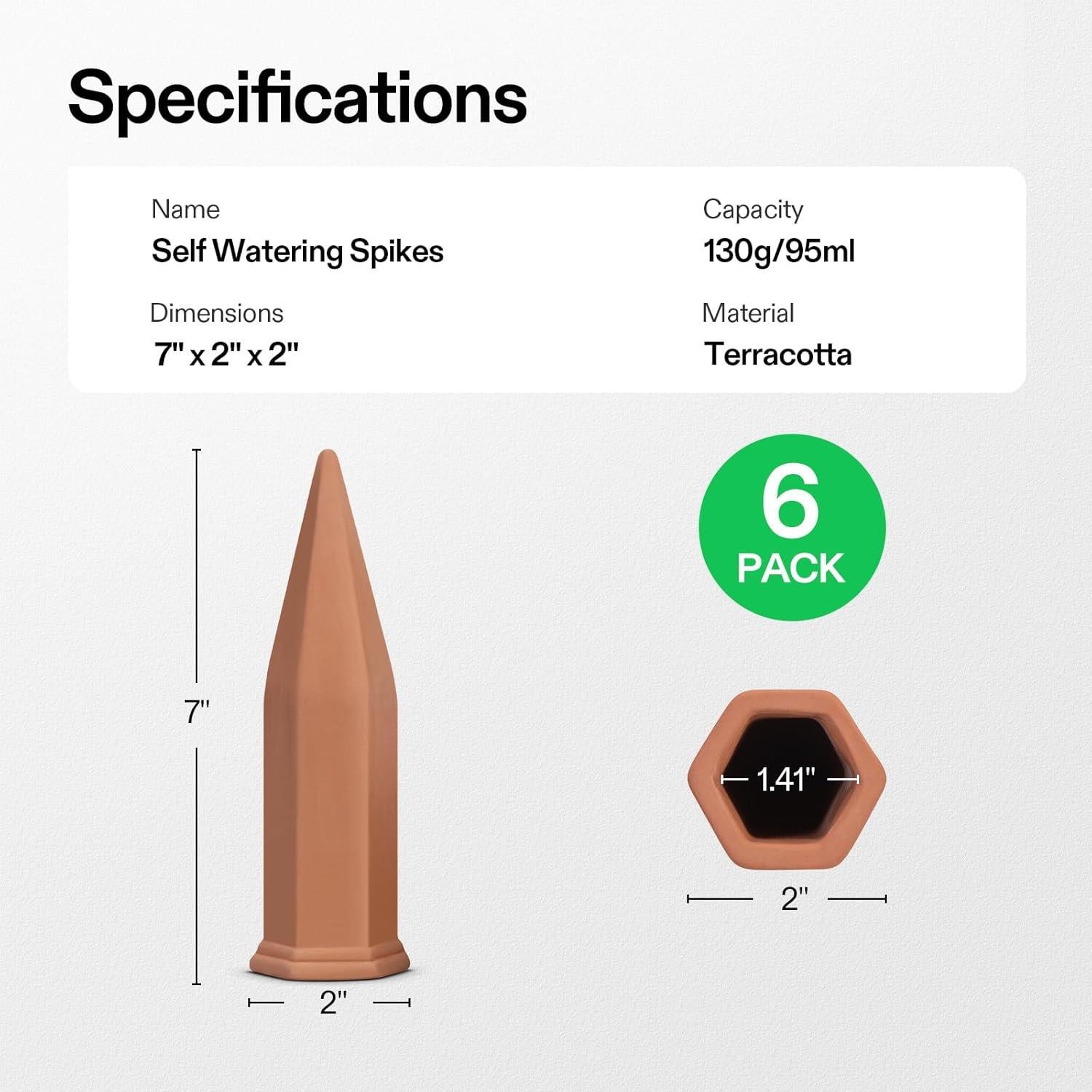 Picos de Autorriego VIVOSUN - 6 Estacas de Terracota 17.5 cm