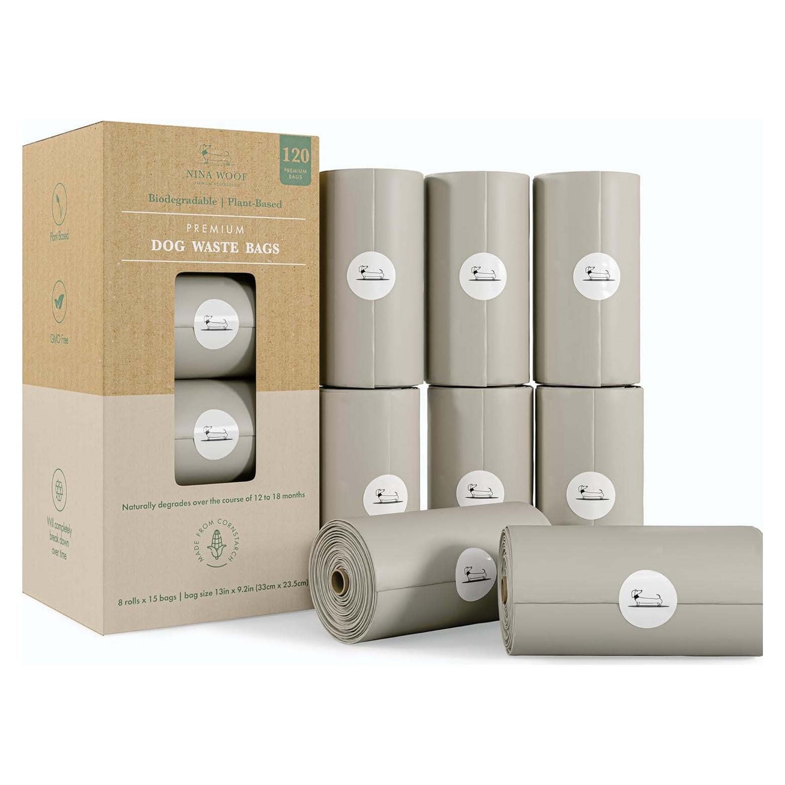 Bolsas de Excremento Compostables Nina Woof - 120 Unidades