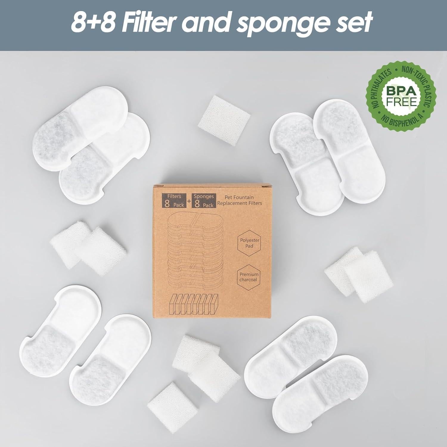 Filtros y Esponjas de Reemplazo SEIRMEP para Fuente de Agua 3L