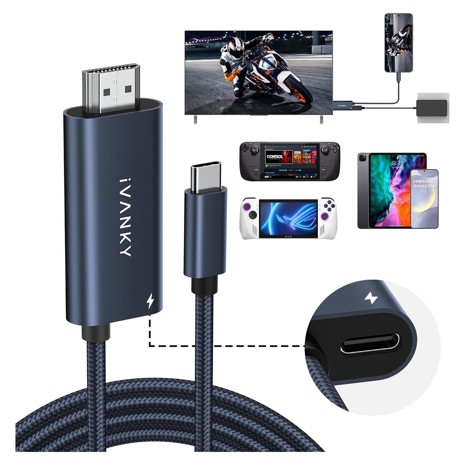 Cable USB C a HDMI iVANKY 100W 2m 4K para Steam Deck