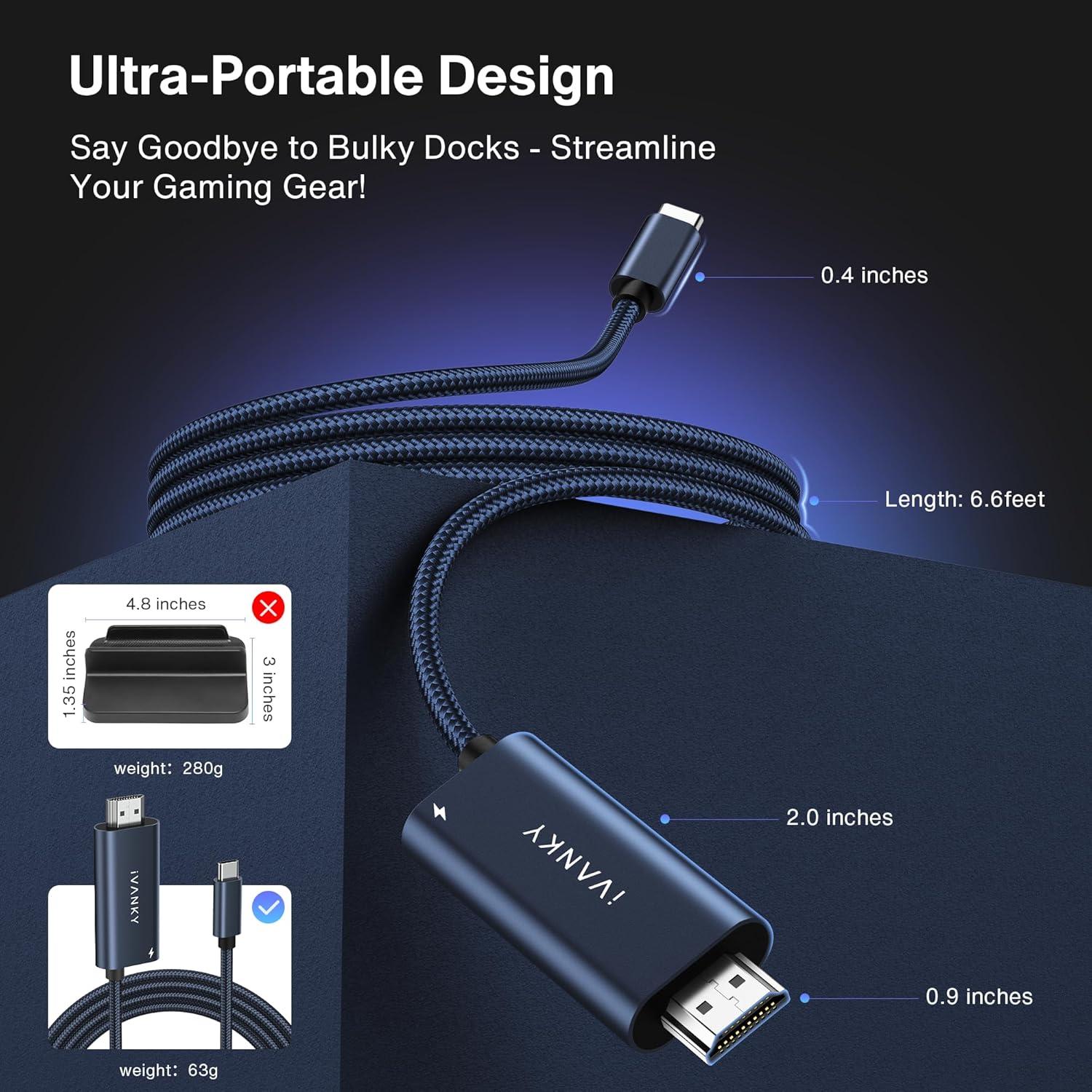 Cable USB C a HDMI iVANKY 100W 2m 4K para Steam Deck