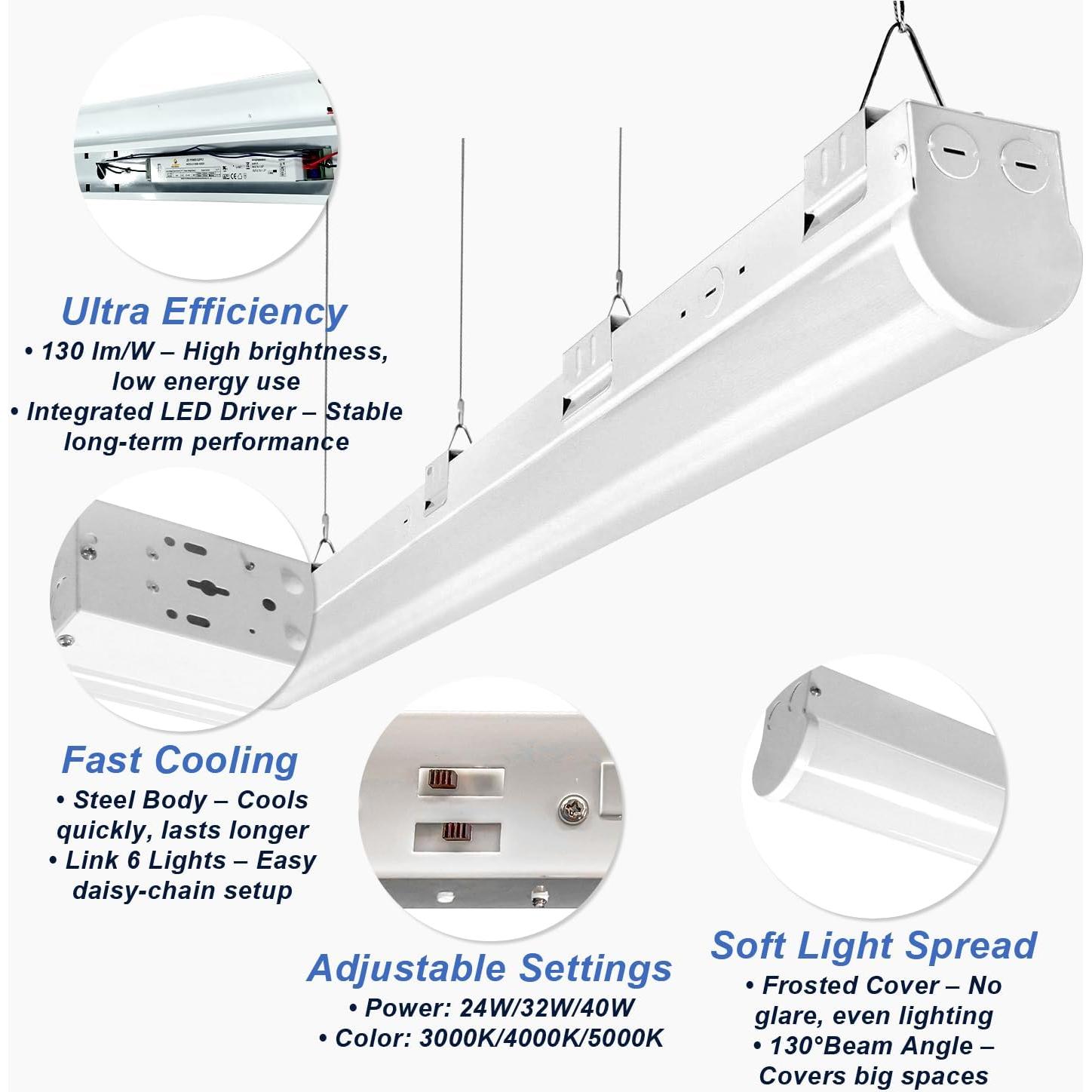 Luz Lineal LED OSTEK 4FT 24W/32W/40W 3CCT Regulable