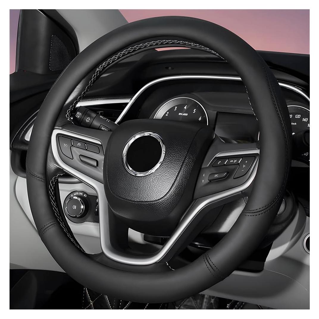 Funda de Volante Wevdn Universal de Cuero Antideslizante Negro