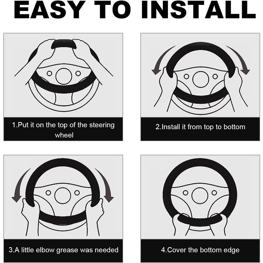 Funda de Volante Wevdn Universal de Cuero Antideslizante Negro