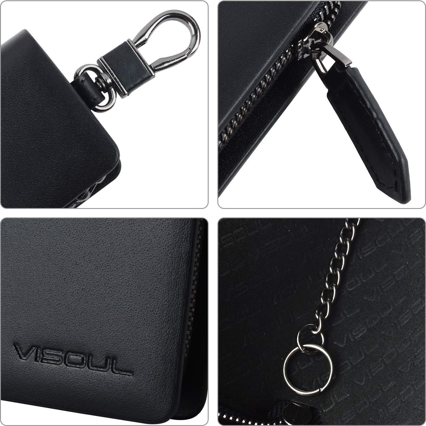 Funda de Llave de Coche de Cuero VISOUL Negra Universal