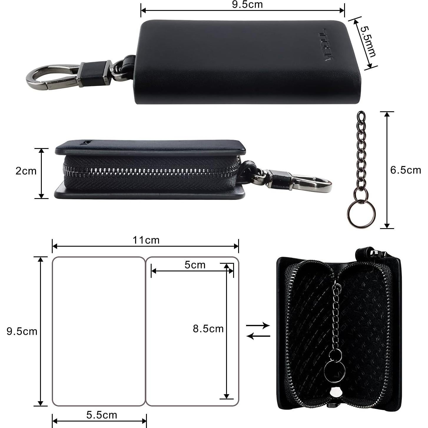 Funda de Llave de Coche de Cuero VISOUL Negra Universal
