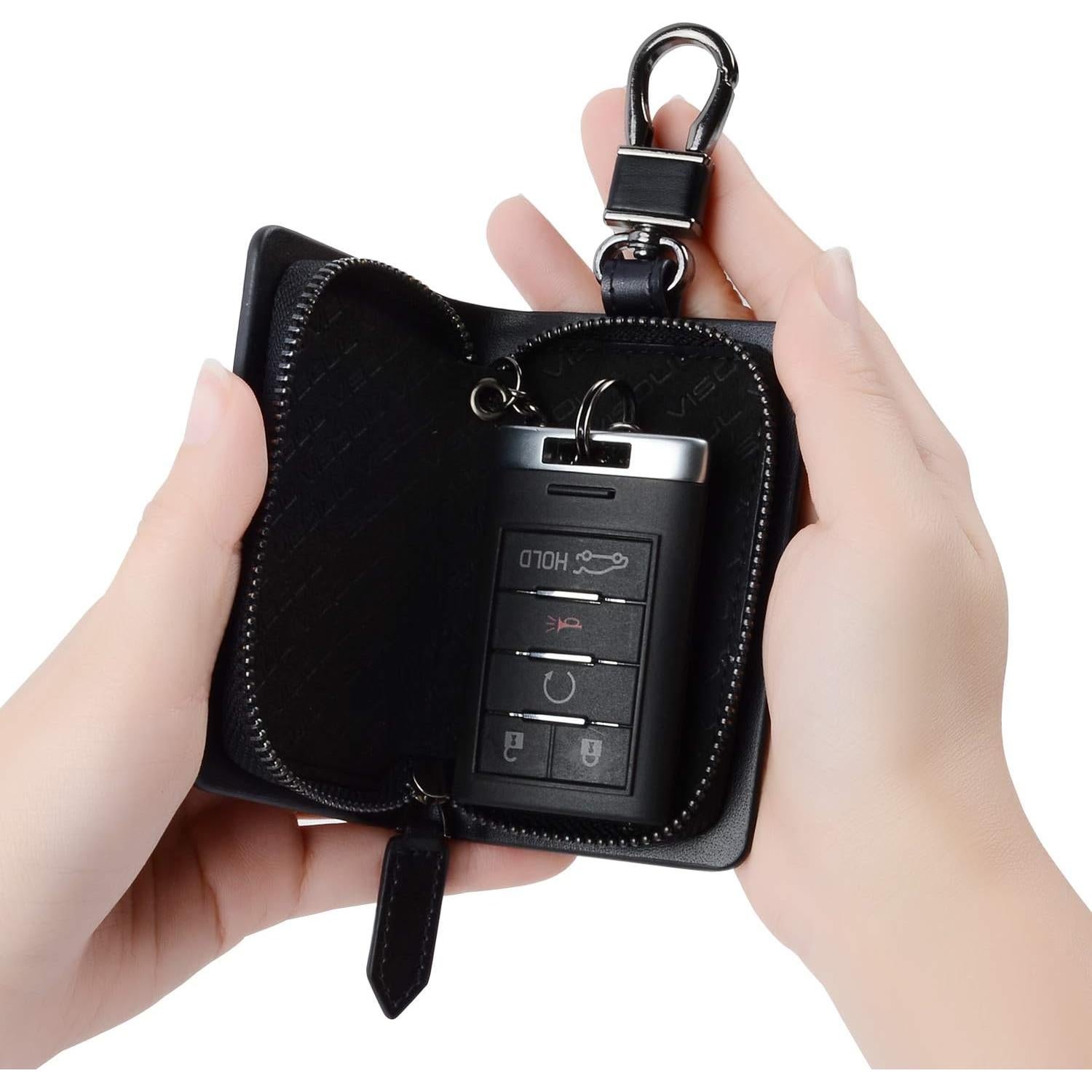Funda de Llave de Coche de Cuero VISOUL Negra Universal