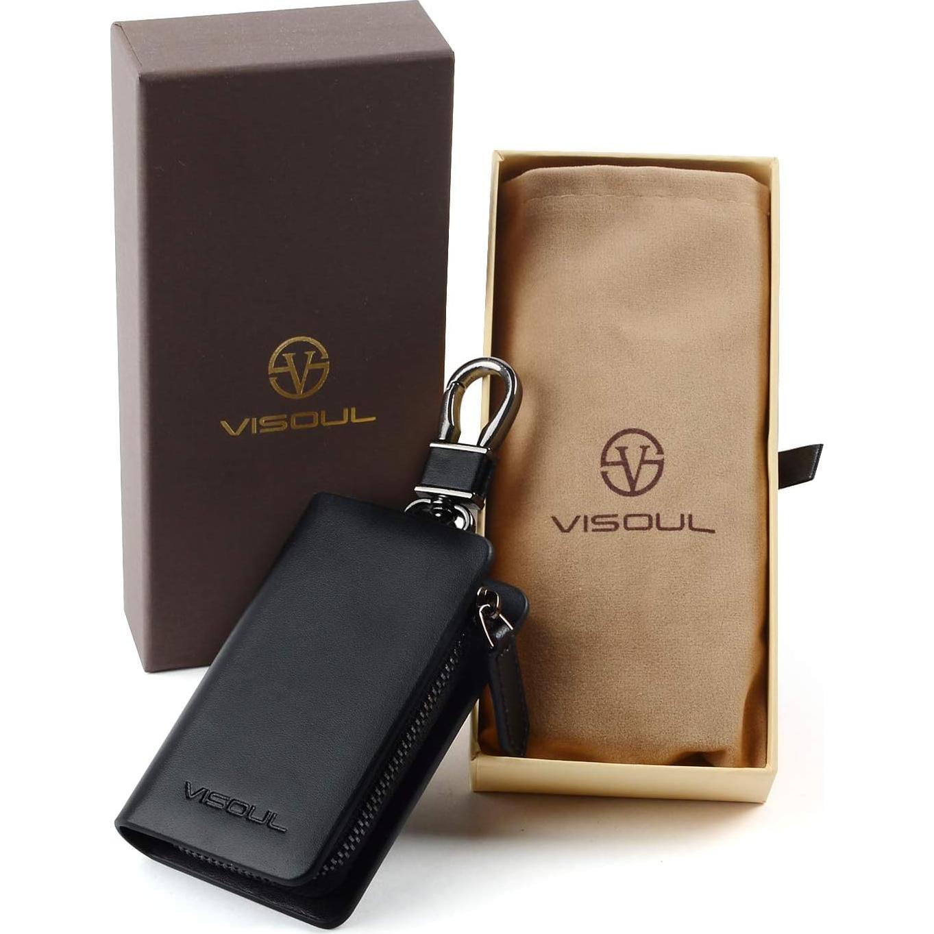 Funda de Llave de Coche de Cuero VISOUL Negra Universal