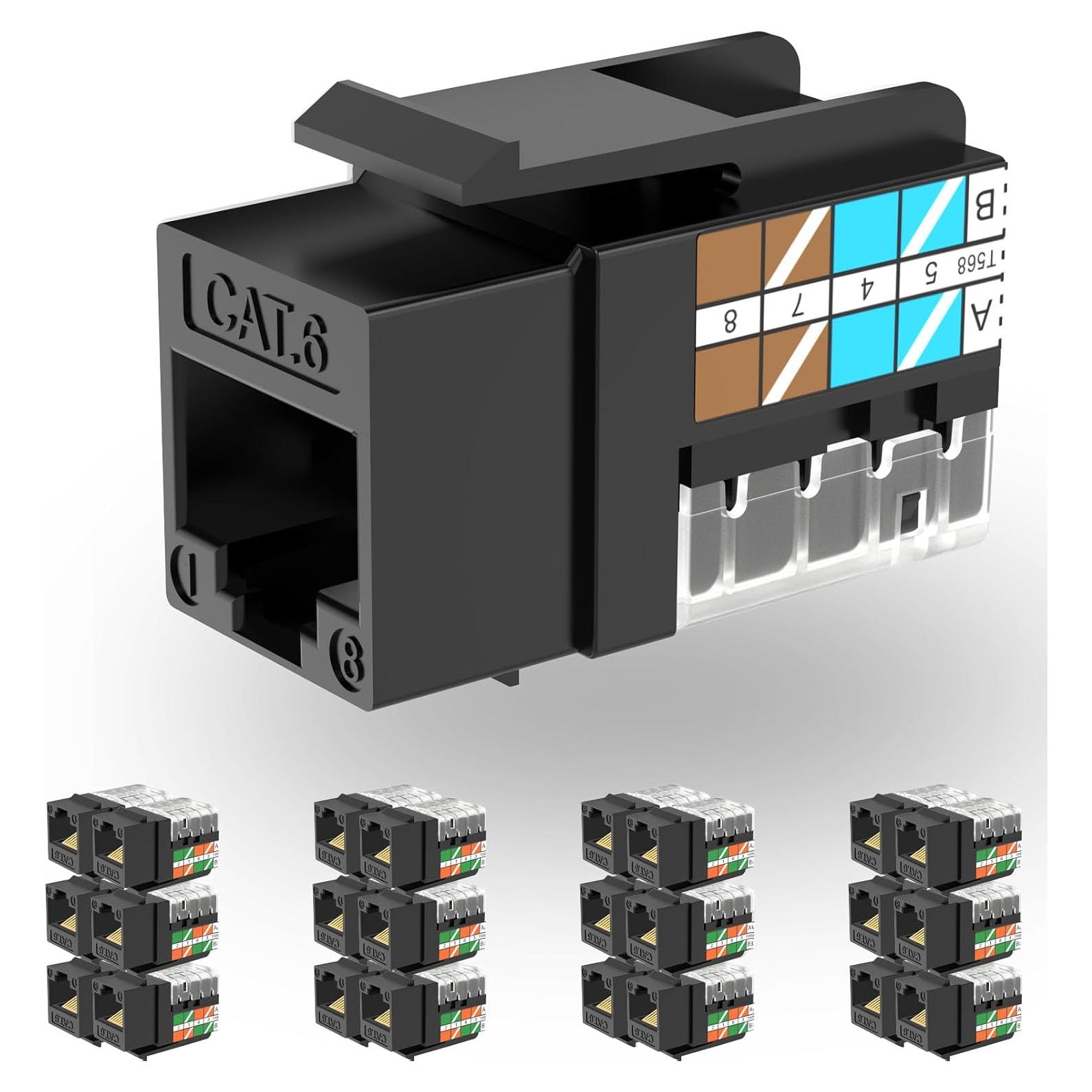 Jack Keystone RJ45 Cat6 10G Rapink 90 Grados Negro - Paquete 25