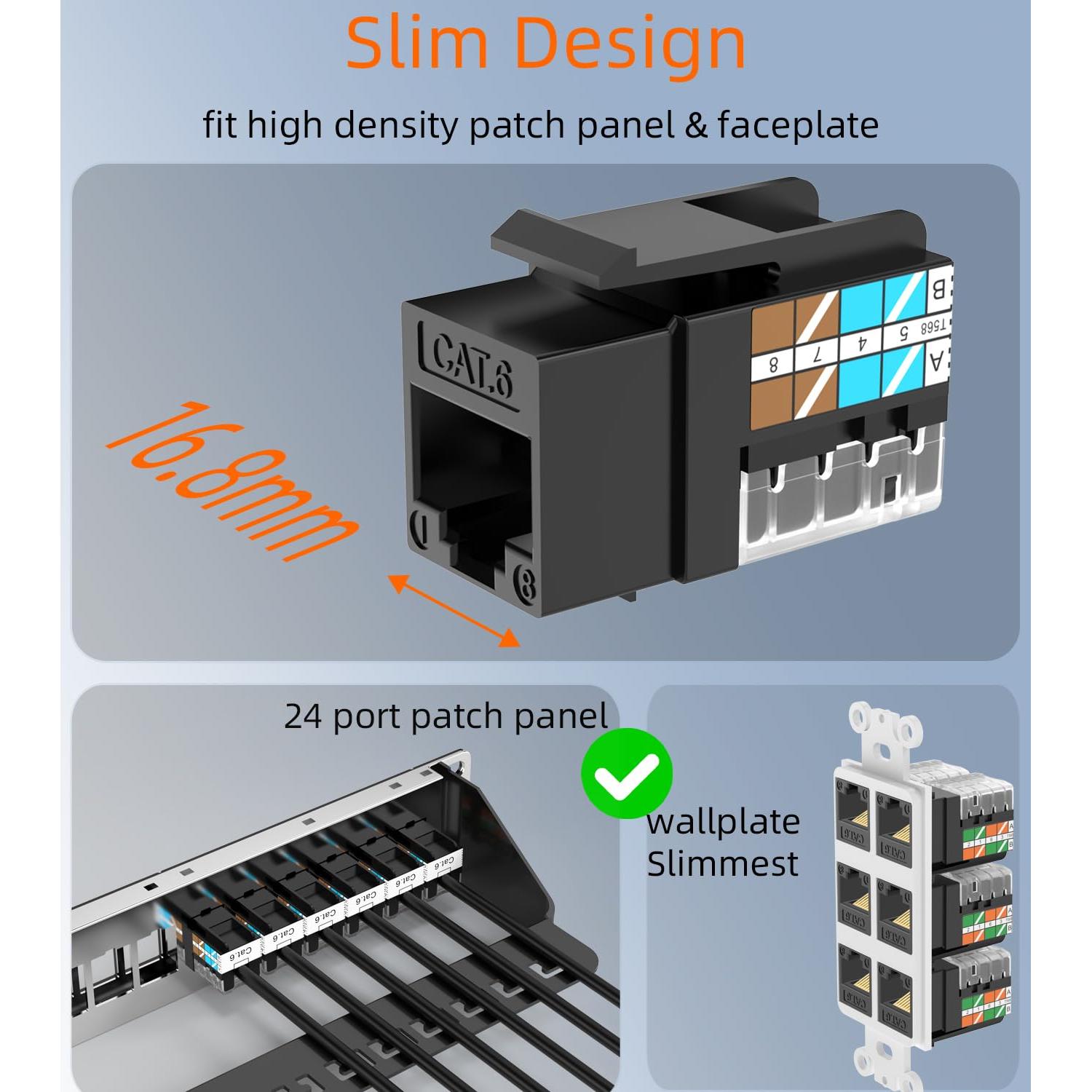 Jack Keystone RJ45 Cat6 10G Rapink 90 Grados Negro - Paquete 25