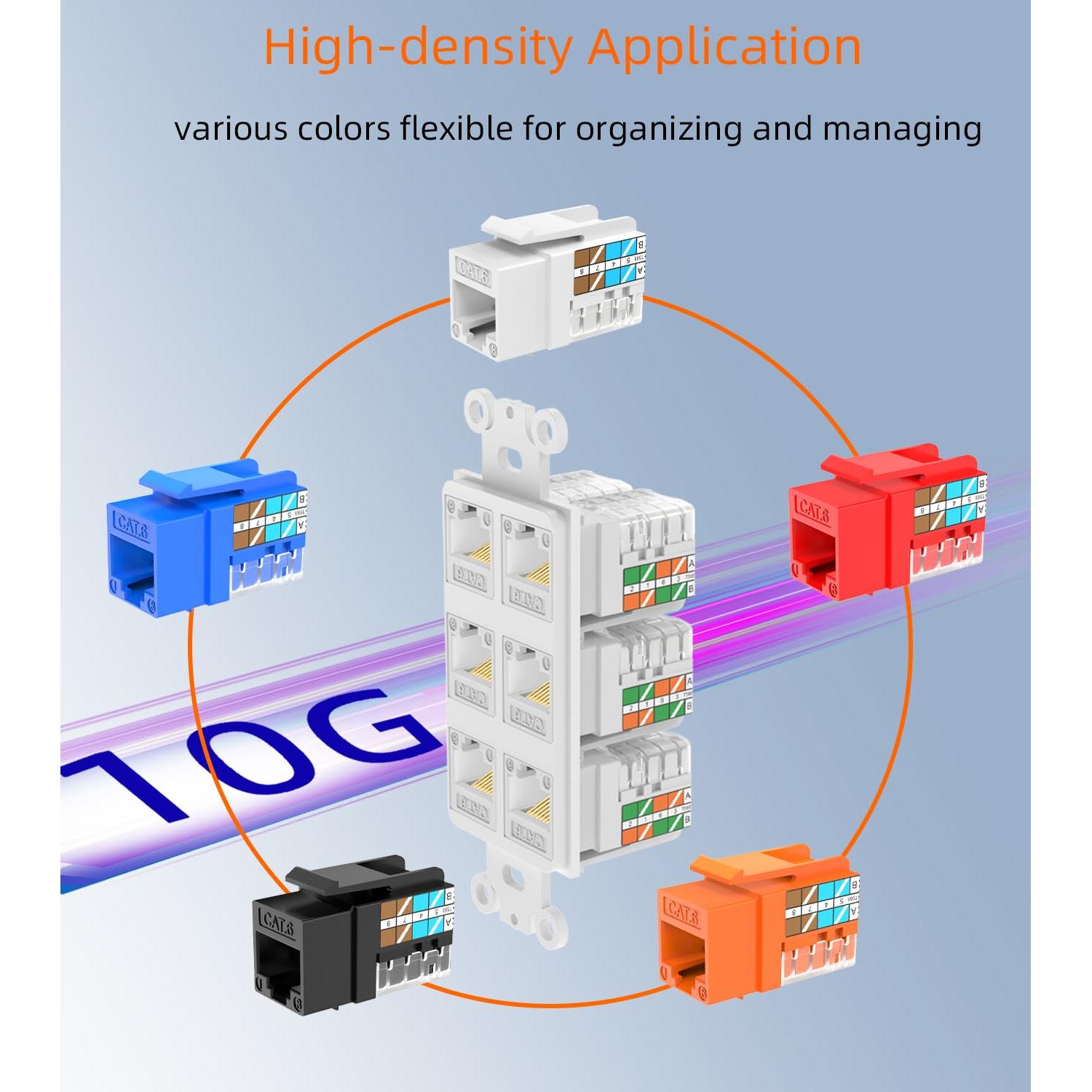 Jack Keystone RJ45 Cat6 10G Rapink 90 Grados Negro - Paquete 25
