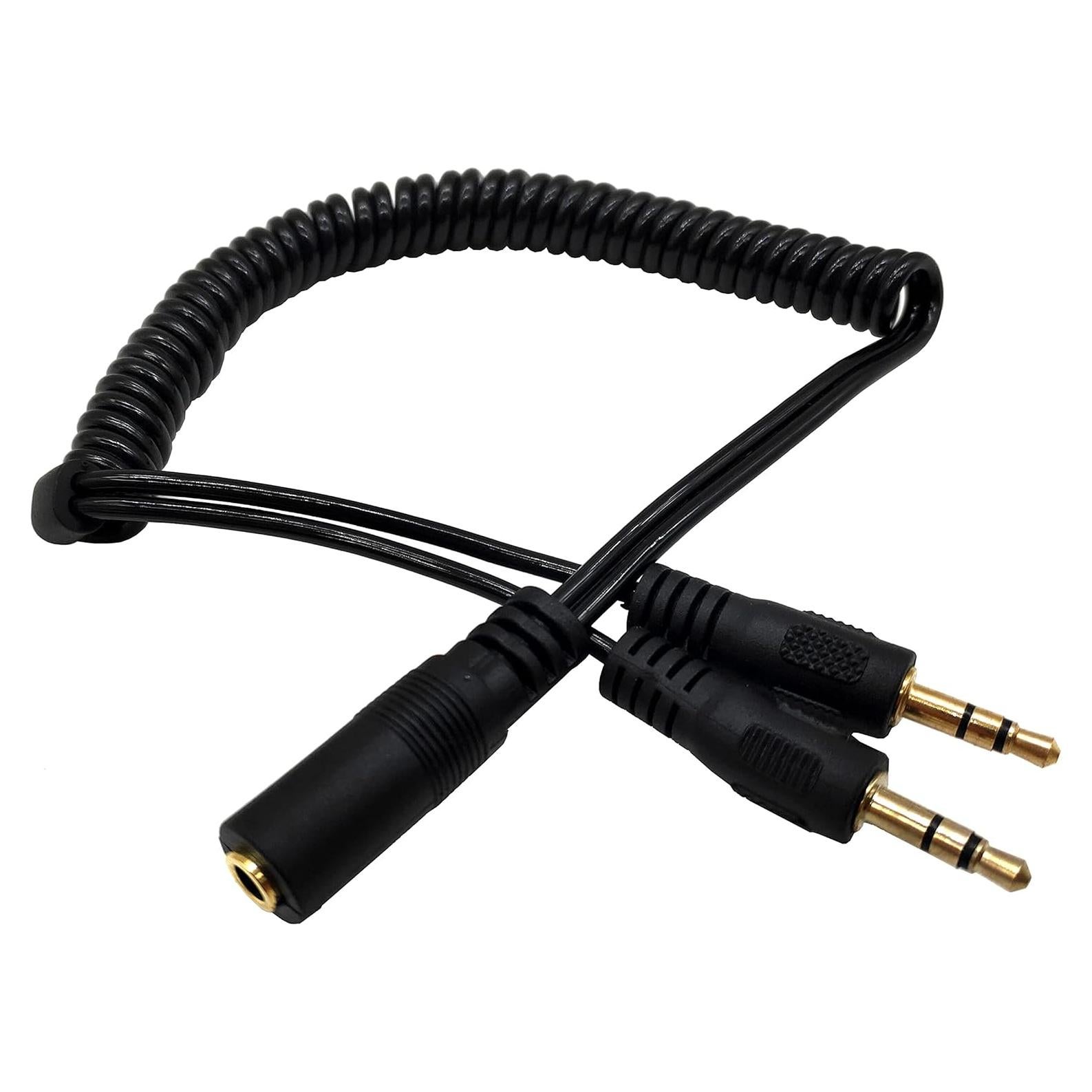 Cable Divisor de Audio Estéreo Qaoquda 3.5mm Enrollado 25-76cm